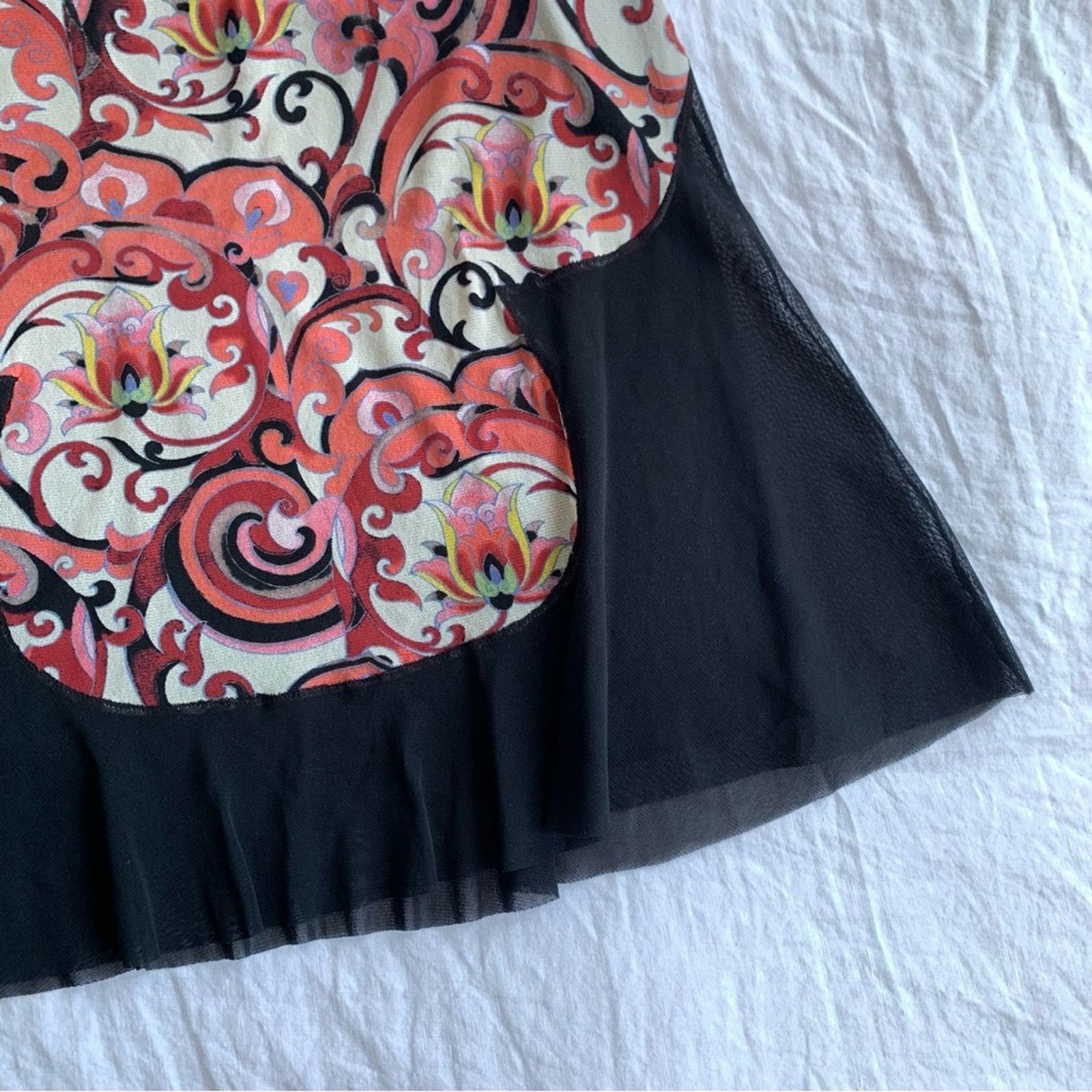 Vivienne Tam Vintage Vivienne Tam Mesh Black Print Knee Skirt 90s Y2K Size 27" / US 4 / IT 40 - 4 Thumbnail