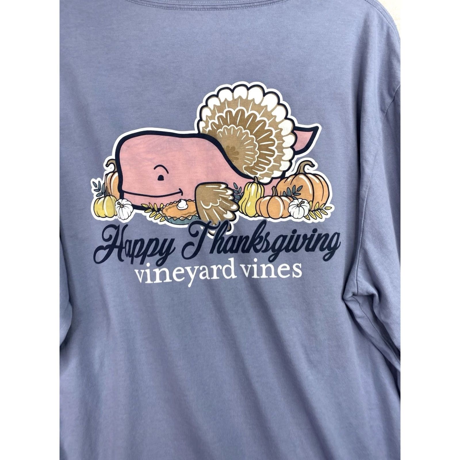 Vineyard Vines Vineyard Vines Shirt Mens L Blue Pocket Cotton Whale Happy Thanksgiving Holiday Shirt Size US L / EU 52-54 / 3 - 8 Thumbnail