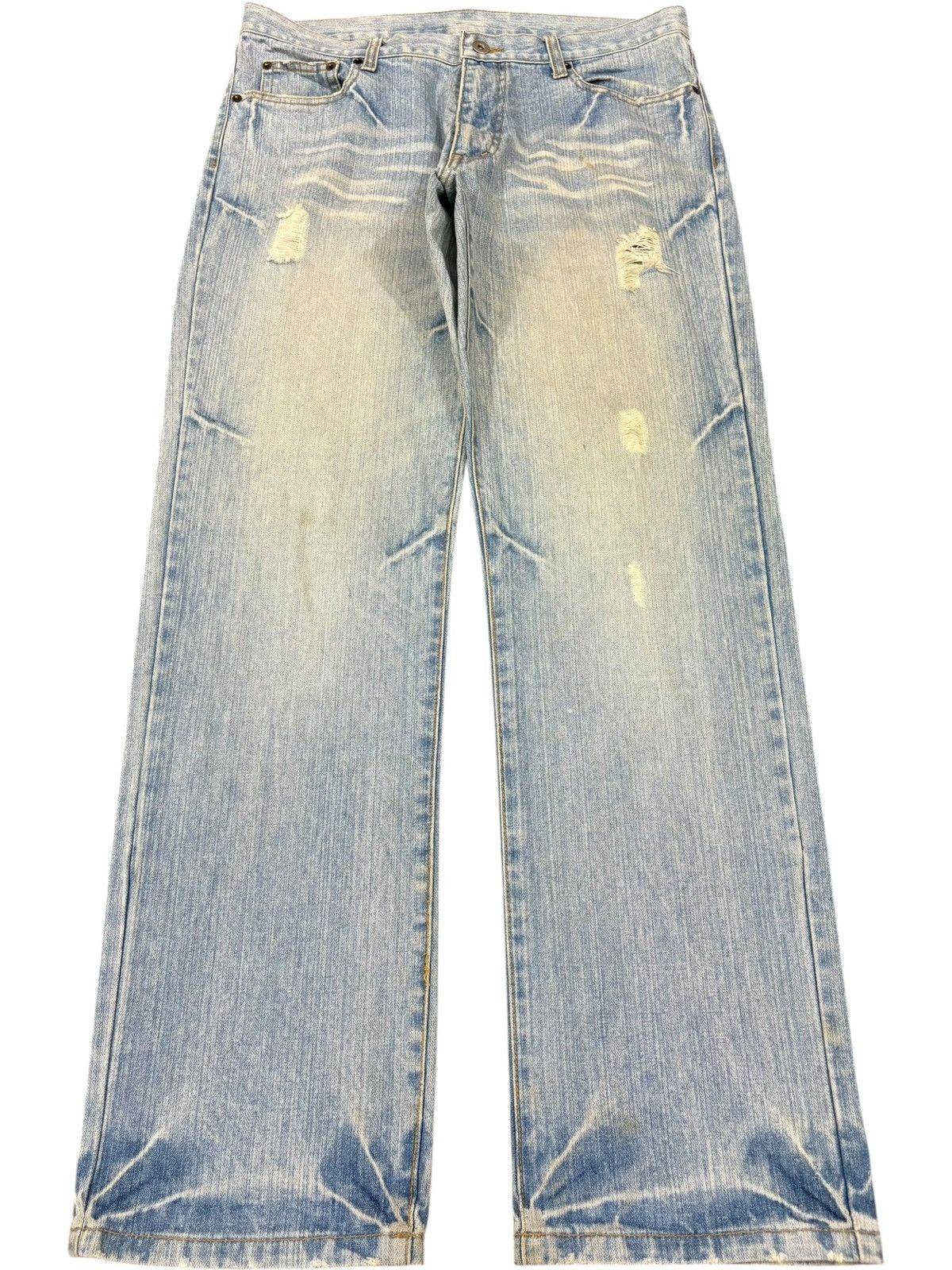 Vintage Japanese Brand Light Wash Distressed Baggy Jeans