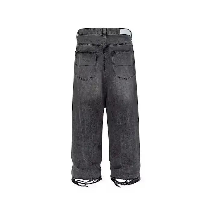 Japanese Brand Black Washed Damage Baggy jeans Size US 32 / EU 48 - 3 Thumbnail