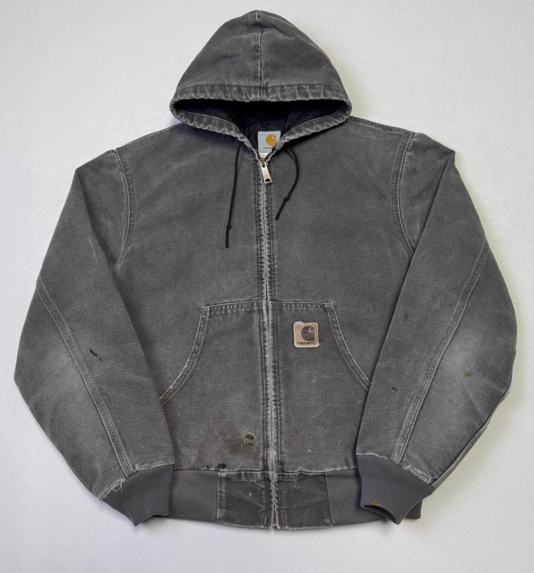 Carhartt Vintage Carhartt J06 Hooded Work Jacket Cement Gray M 2000 Size US M / EU 48-50 / 2 - 2 Thumbnail