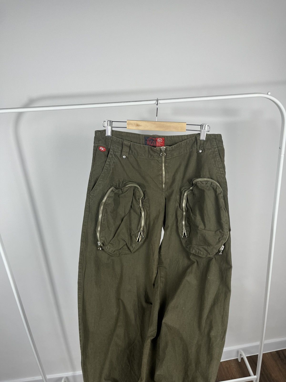 Other Avant-Garde Olive Cargo Pants Zip Pocket Strap Design Size US 31 - 7 Thumbnail