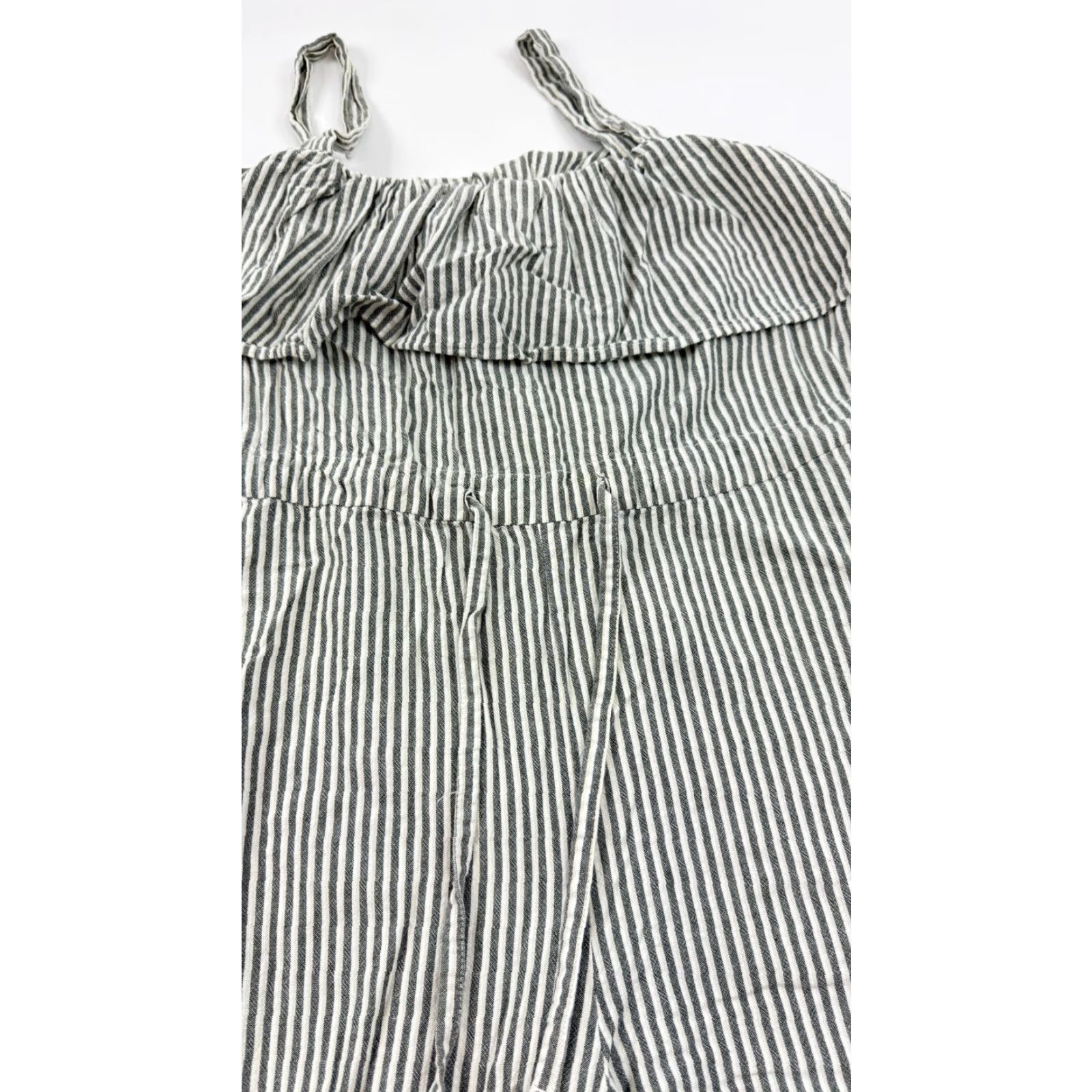 Zara Zara Basic Jumpsuit Womens Small Black White Striped Ruffle Wide Leg Summer Size 28" / US 6 / IT 42 - 3 Thumbnail