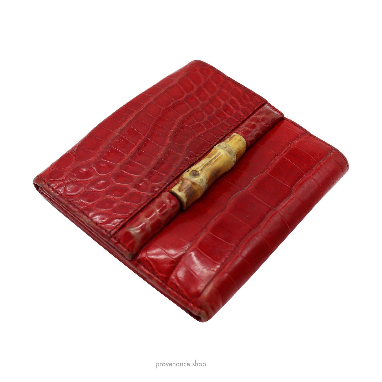 Gucci 🔴 Gucci Bamboo Trifold Wallet - Red Crocodile Leather Size ONE SIZE - 7 Thumbnail