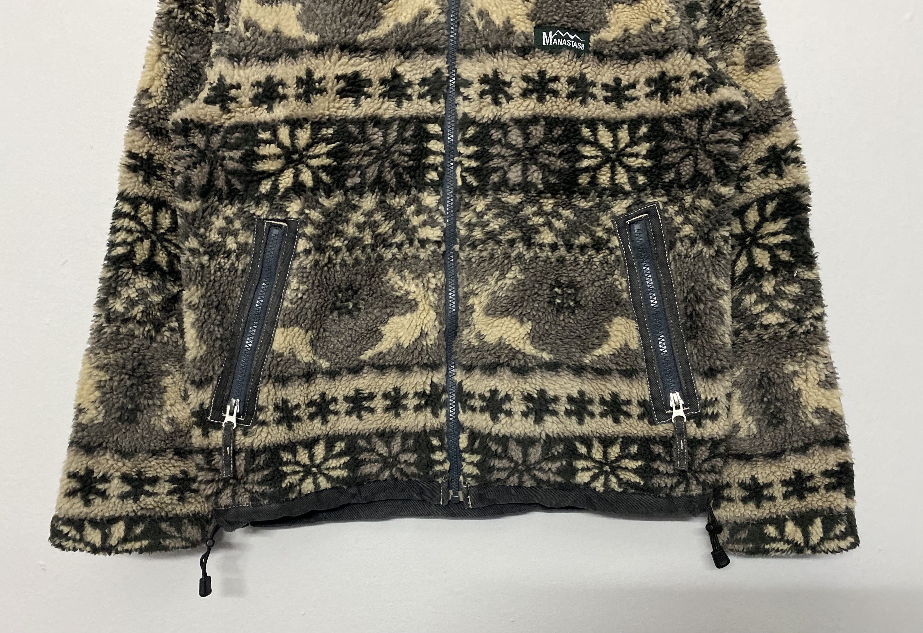Manastash Vtg Manastash Deep Pile Sherpa Fleece Nordic Reindeer Jacket Size US M / EU 48-50 / 2 - 4 Thumbnail