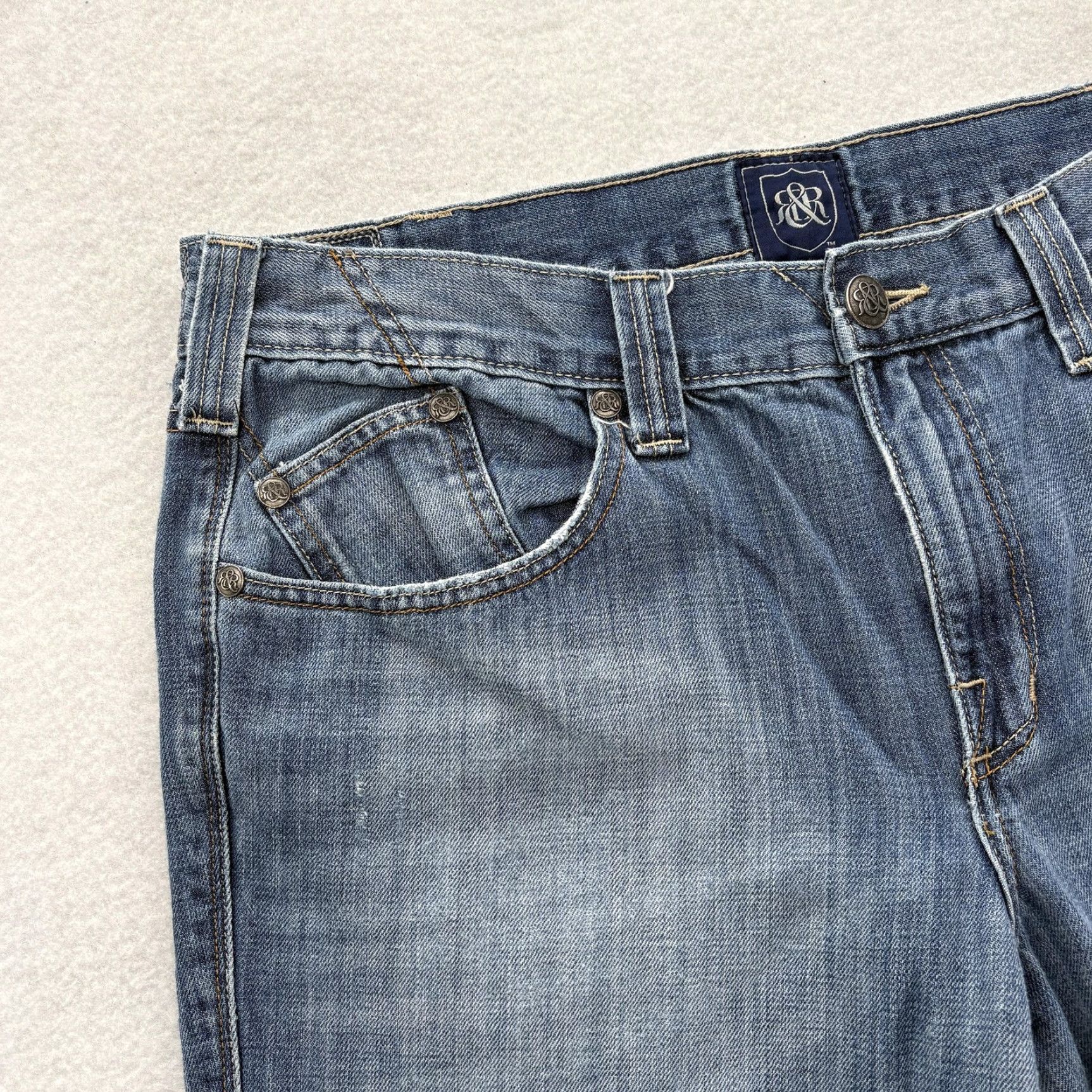 Vintage Rock & Republic Jeans Mens 38x30 Blue Distressed Straight Leg Denim Grunge Rock Shirt Size US 38 / EU 54 - 3 Thumbnail