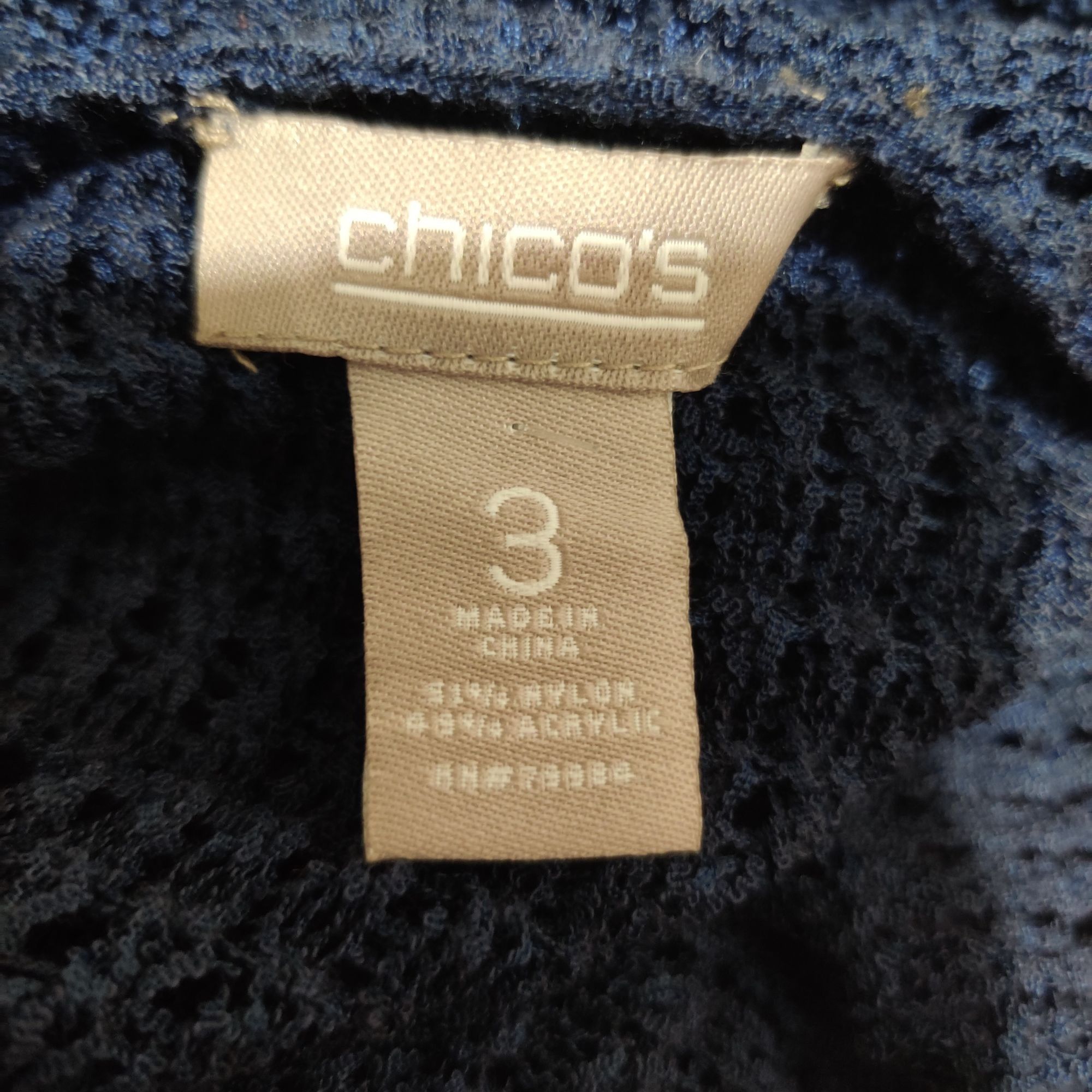 Chicos Chicos 3 XL 16 Navy Blue Open Knit Sweater Lightweight Slouc Size XXL / US 16-18 / IT 52-54 - 5 Thumbnail