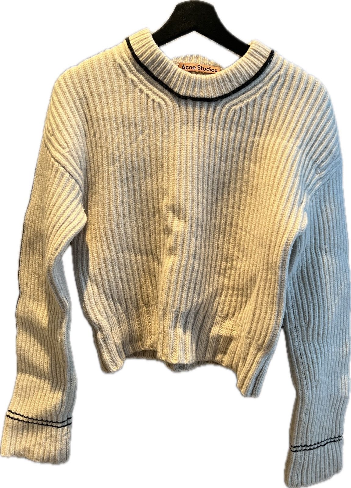 image of Acne Studios Korella Ribbed Wool Knit Sweater in Offwhite, Women's (Size Medium)