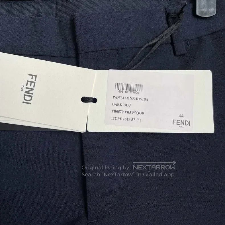Fendi Fendi Solid Color Pure Wool Tapered Pants - Khaki Size 44L - 4 Thumbnail