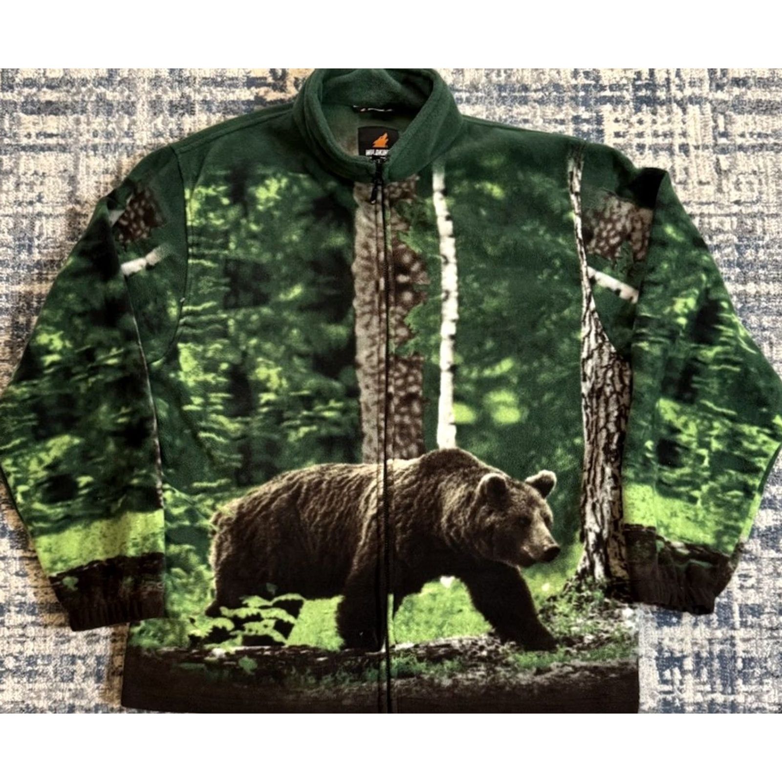 Vintage WildKind Heavyweight Fleece Jacket Green 2XL Mens Winter Casual Size US XXL / EU 58 / 5 - 2 Thumbnail