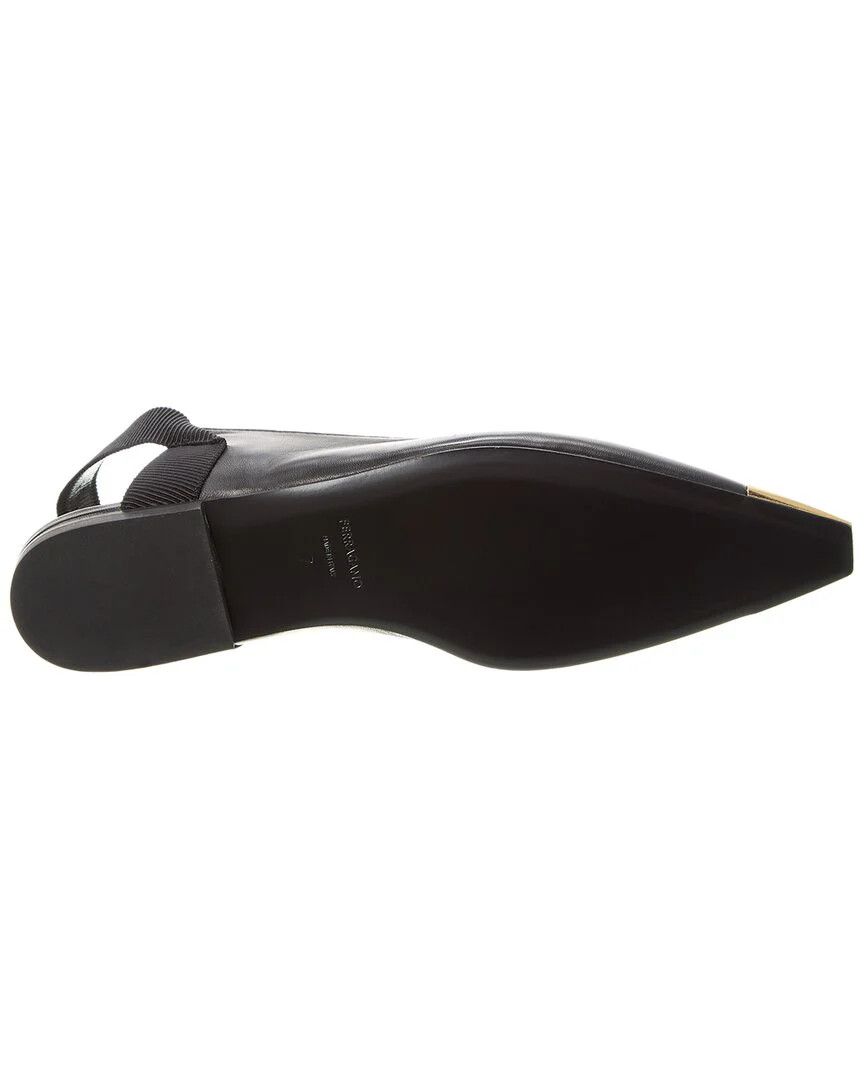 Salvatore Ferragamo o1s1rm0924 Alhena Leather Slingback Flat in Black Size US 7.5 / IT 37.5 - 4 Thumbnail