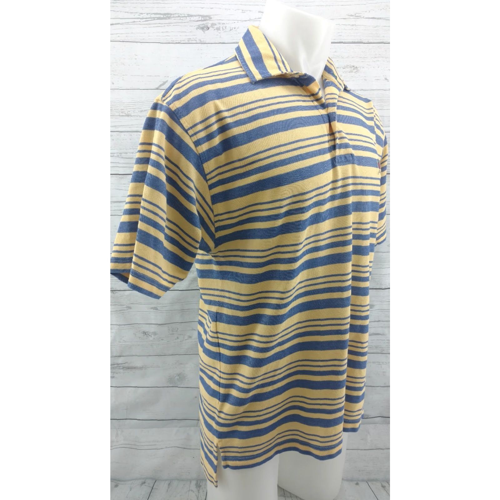 Tommy Hilfiger Tommy Hilfiger Polo Shirt Rugby Crest Stripes Yellow Blue Medium Adult M Polo Shirt Mens Size US M / EU 48-50 / 2 - 4 Thumbnail