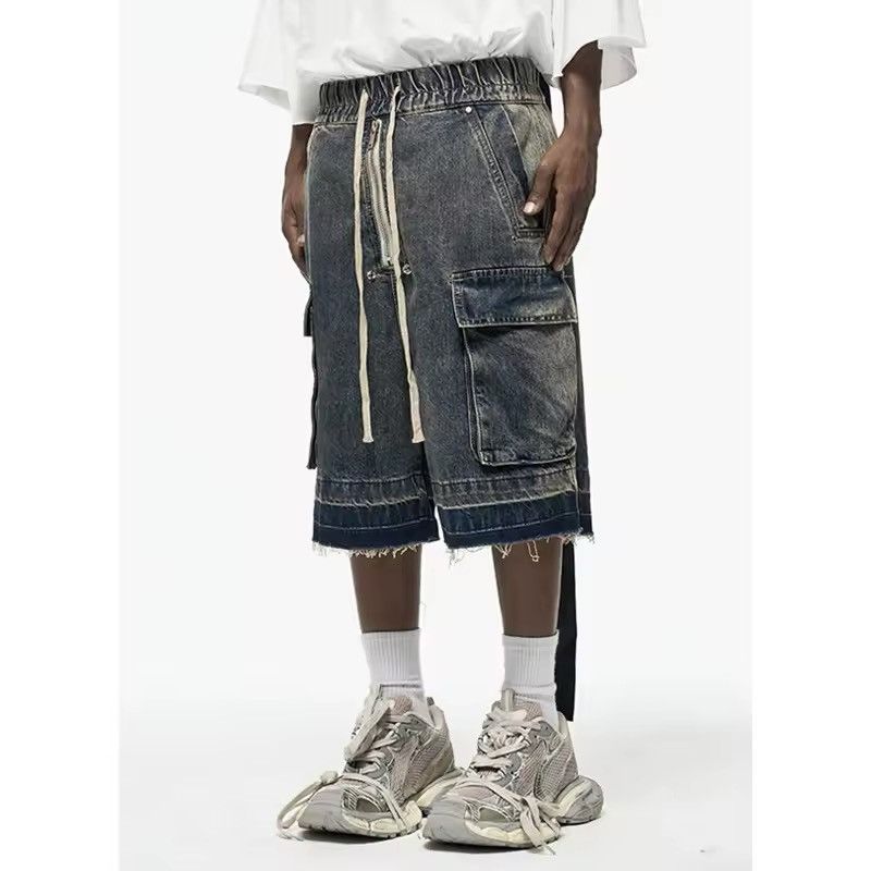 Japanese Brand × Jean Zipper Pocket Washed Blue Distressed Shorts Size US 32 / EU 48 - 3 Thumbnail