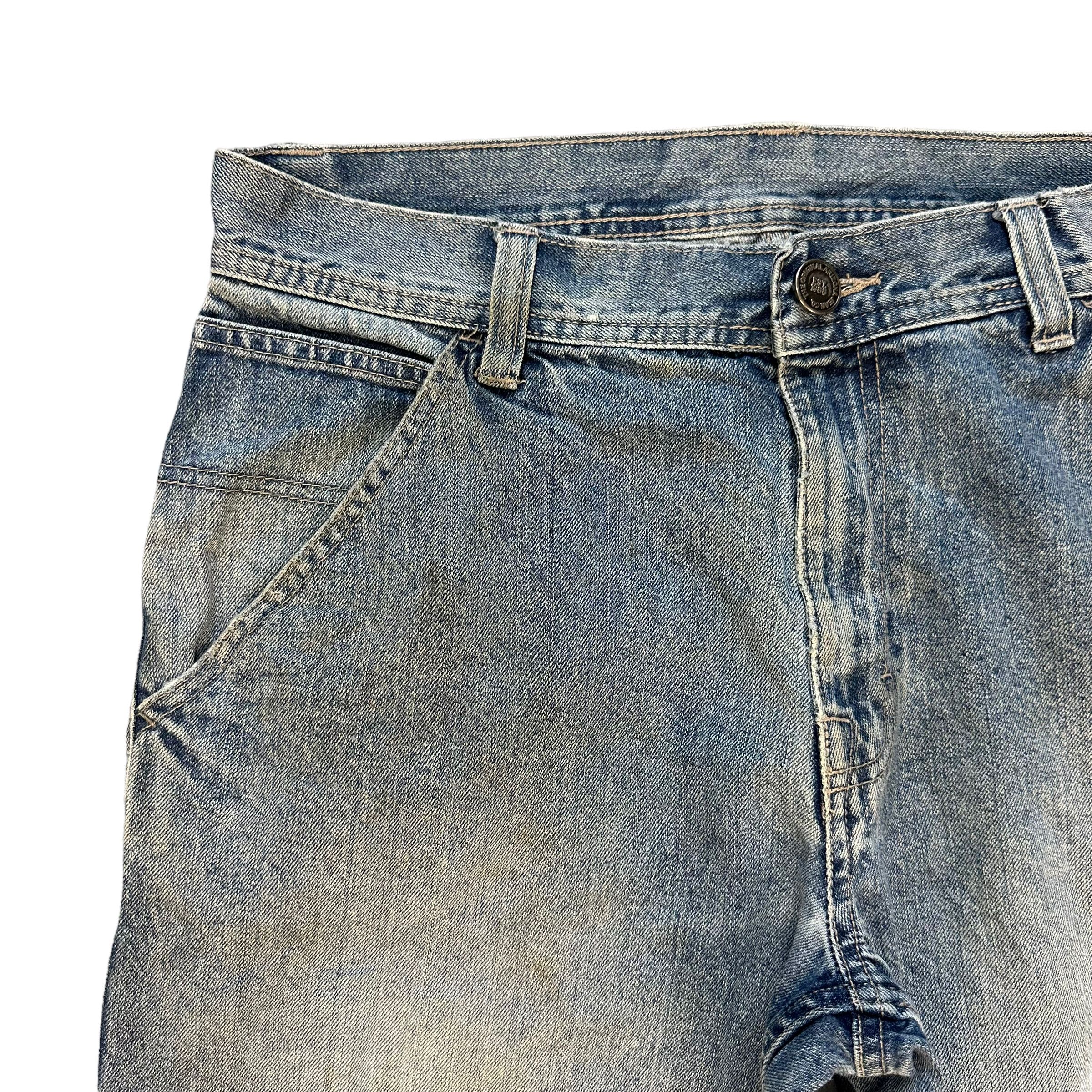 Vintage TRASHED🔥 CARPENTER LIGHT WASH DENIM PANTS #7456-147 Size US 33 - 5 Thumbnail