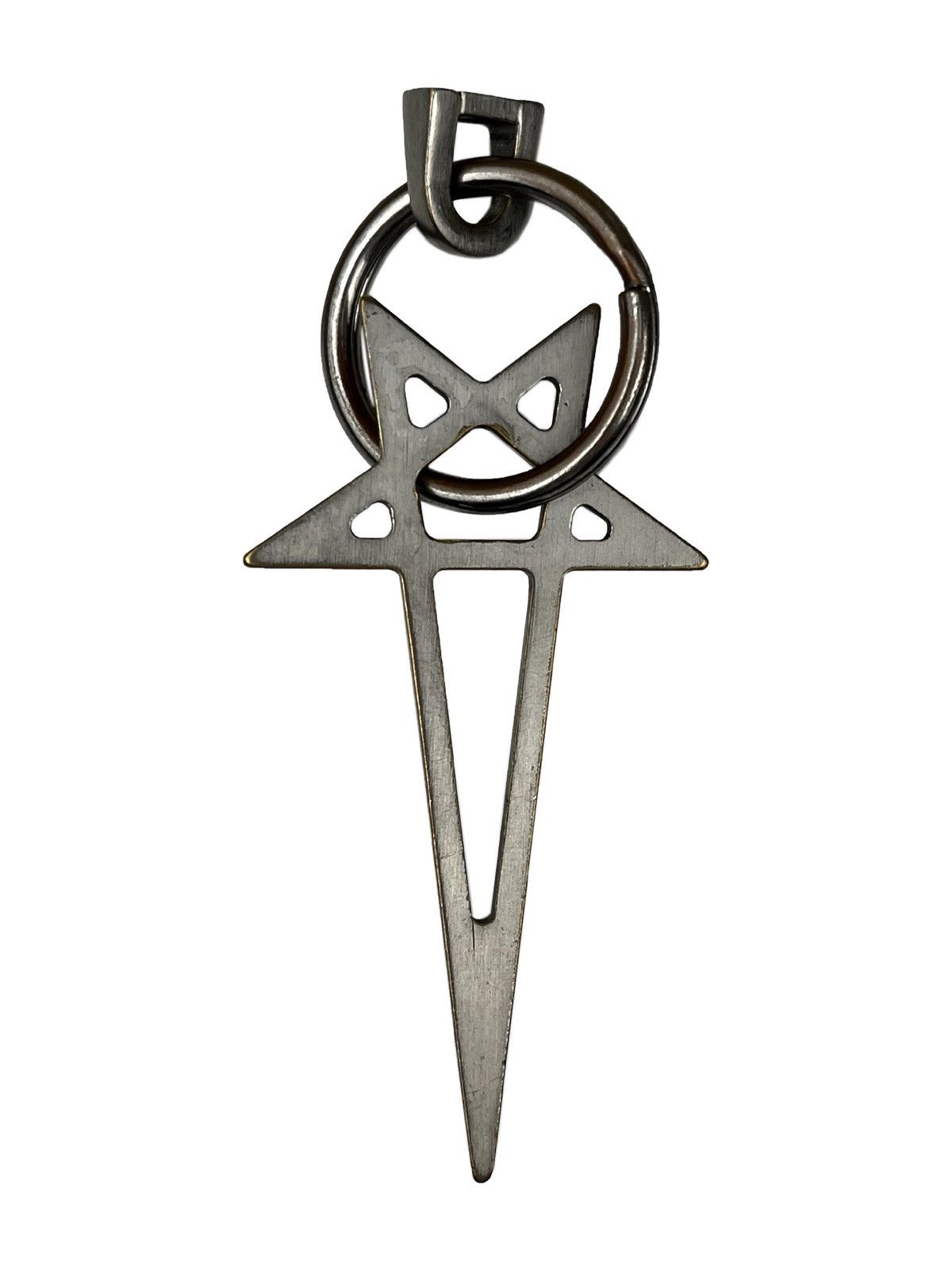 Pre-owned Rick Owens Ss22  Pentagram Pendant Keychain Fogachine In Silver