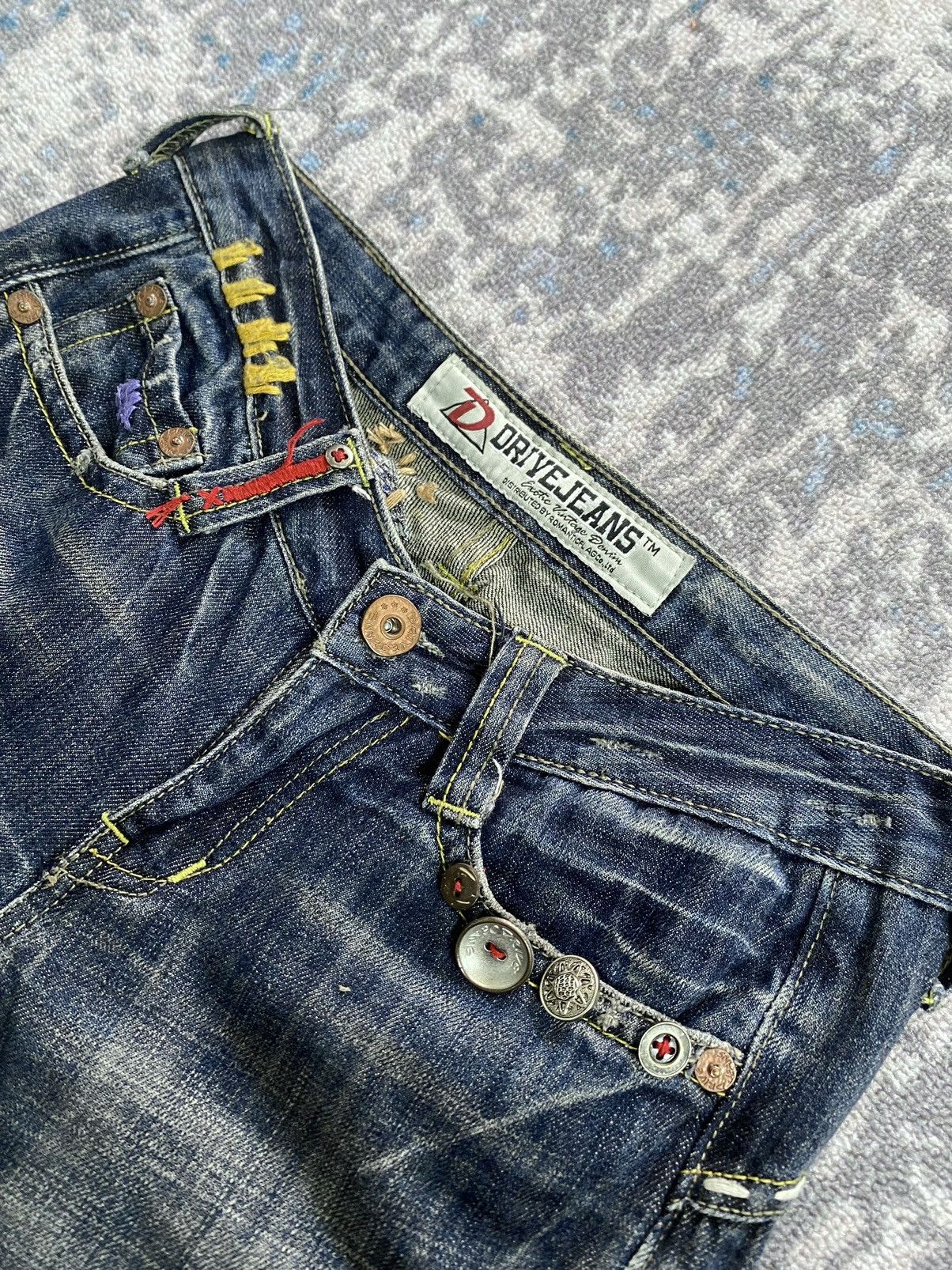 Japanese Brand Japanes Drive Distressed Flared Studded Jeans Size 24" / US 00 / IT 34 - 6 Thumbnail