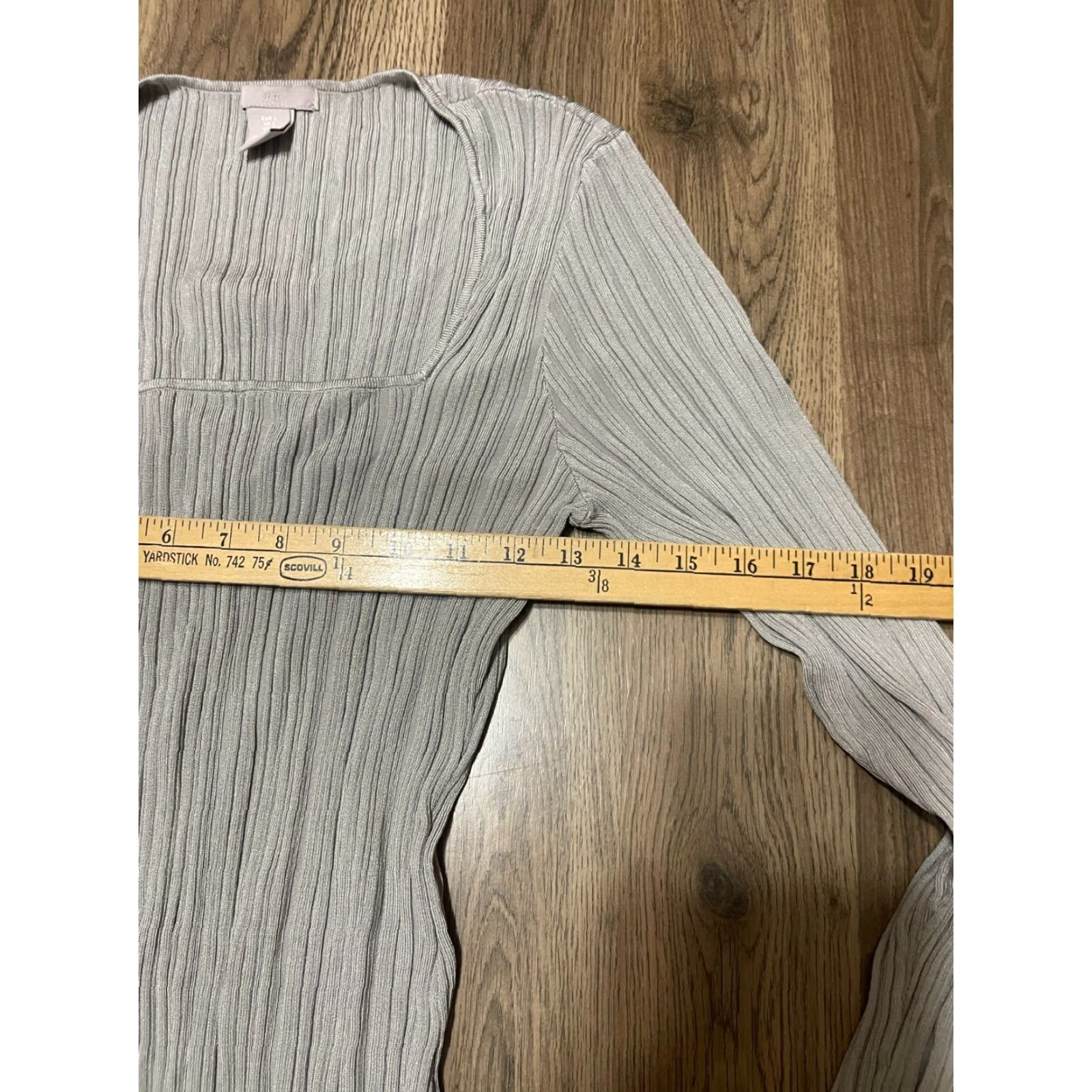 H&M H&M Dress Women's Large Gray Long Sleeve Square Neck Maxi Dress Size L / US 10 / IT 46 - 3 Thumbnail