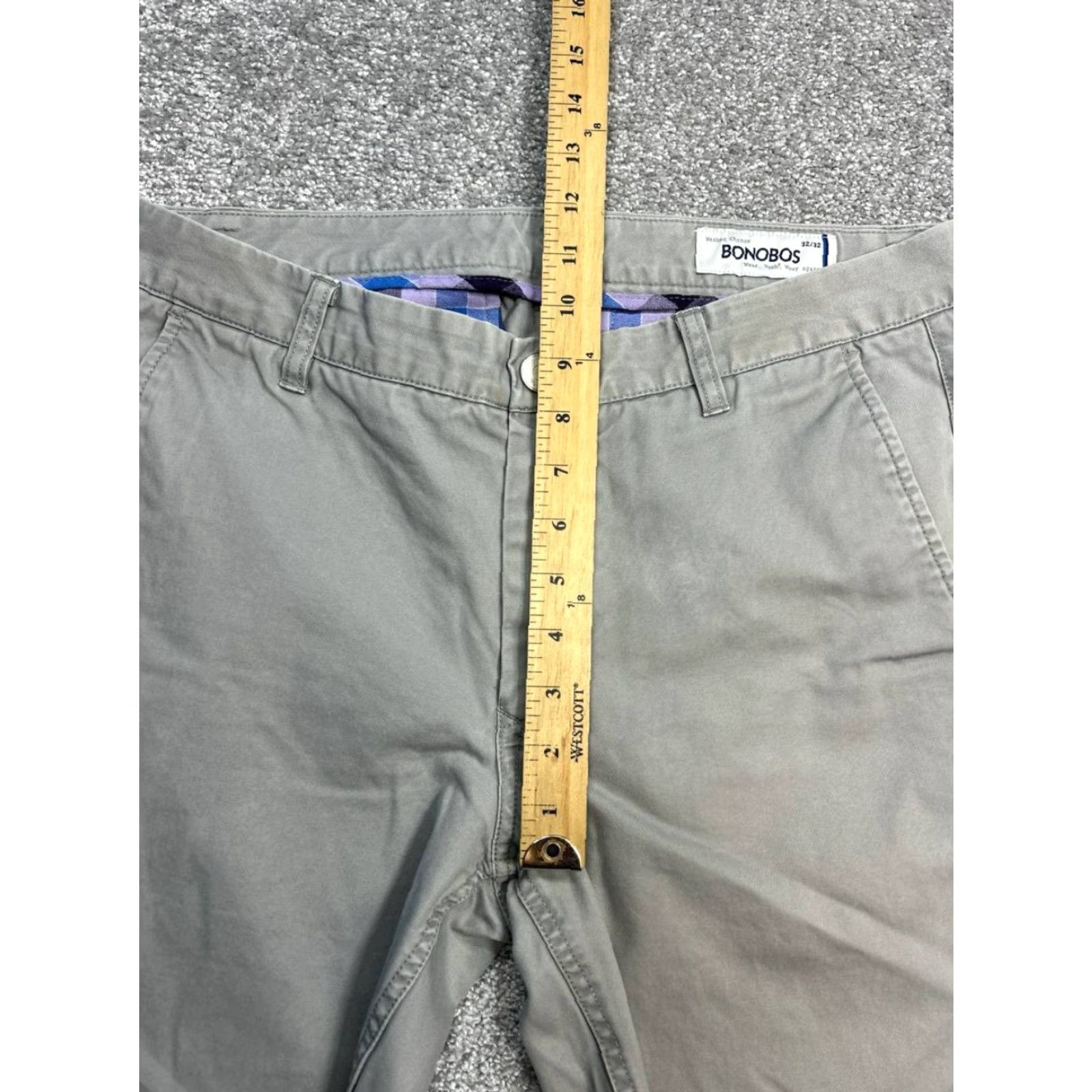 Bonobos Bonobos Slim Chino Pants Mens 32 Gray Cotton Low Rise Flat Front Straight Size US 32 / EU 48 - 5 Thumbnail