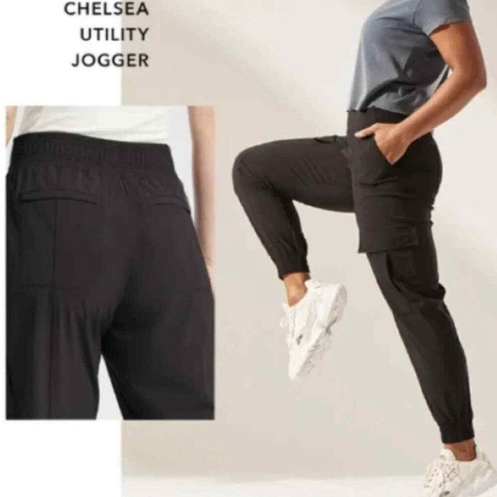 Athleta ATHLETA $98 Chelsea Utility Cargo Jogger Black Sz 4 EUC Size 27" / US 4 / IT 40 - 3 Thumbnail