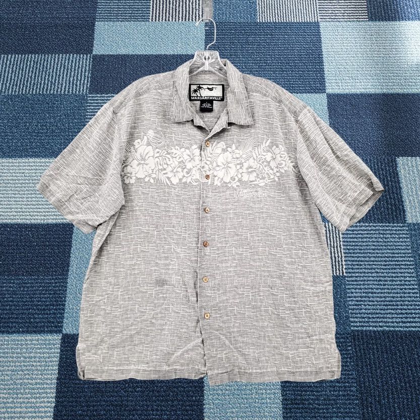 Vintage Margaritavilla Jimmy Buffett Shirt Mens Large L Gray Silk Button Up Short Sleeve Size US L / EU 52-54 / 3 - 1 Thumbnail