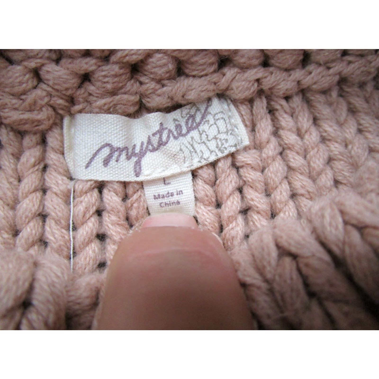 Vintage Mystree Heavy Cotton Knit Pullover Sweater Women Large Mock Neck Beige Size L / US 10 / IT 46 - 2 Thumbnail