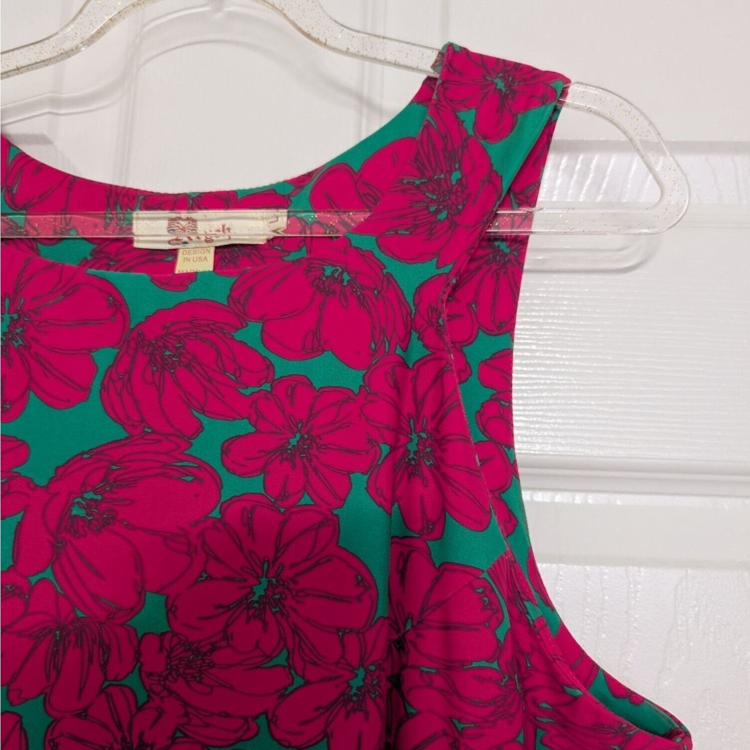 Designer Aryeh Floral Dress Womens Size Large Green Pink Nylon Size L / US 10 / IT 46 - 3 Thumbnail