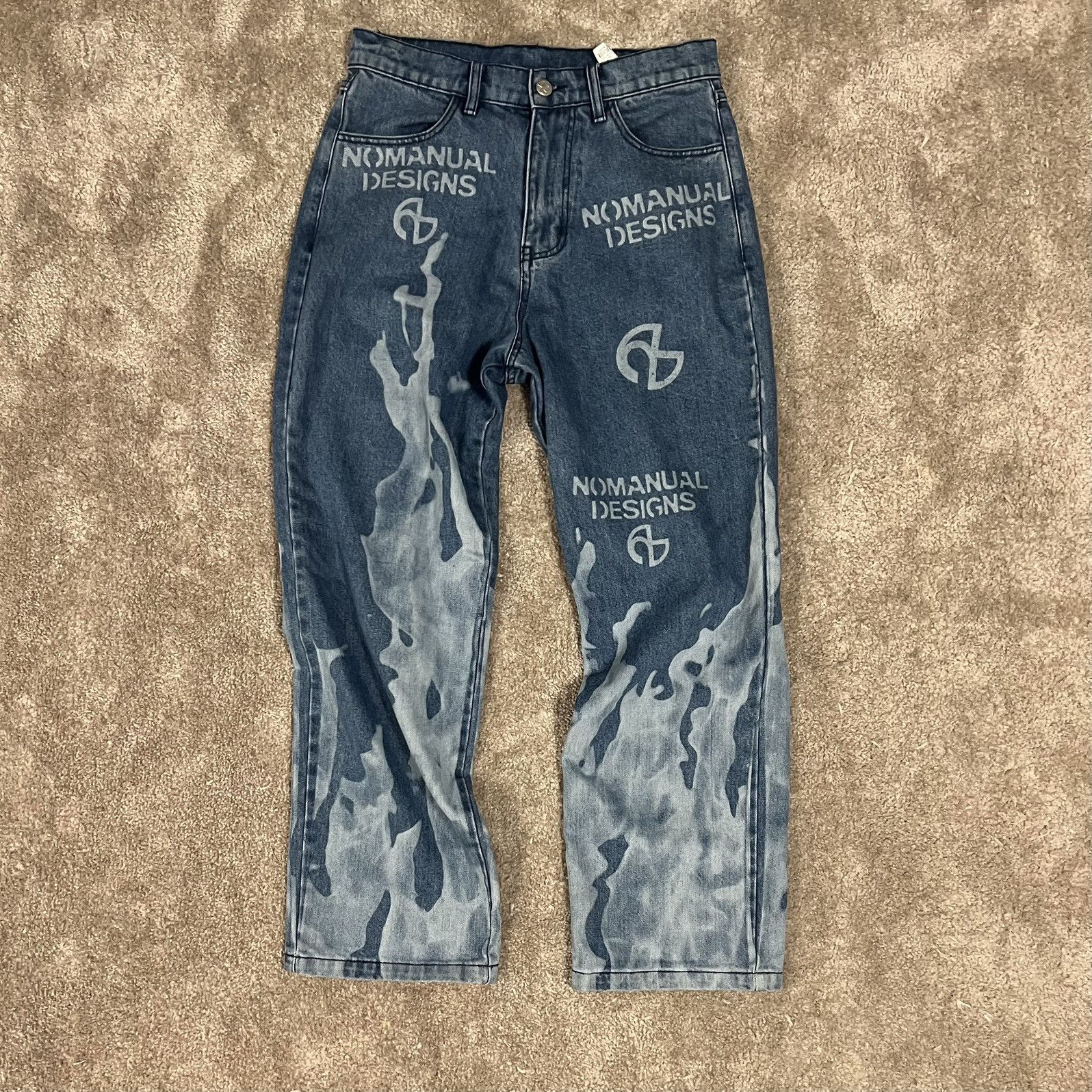 Japanese Brand × Vintage NOMANUAL “FLAME” denim pants Size US 32 / EU 48 - 1 Thumbnail