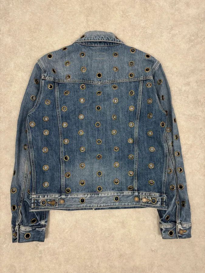 Saint Laurent Paris SS2021 Saint Laurent Light Blue Eyelet Denim Jacket Size S / US 4 / IT 40 - 6 Thumbnail