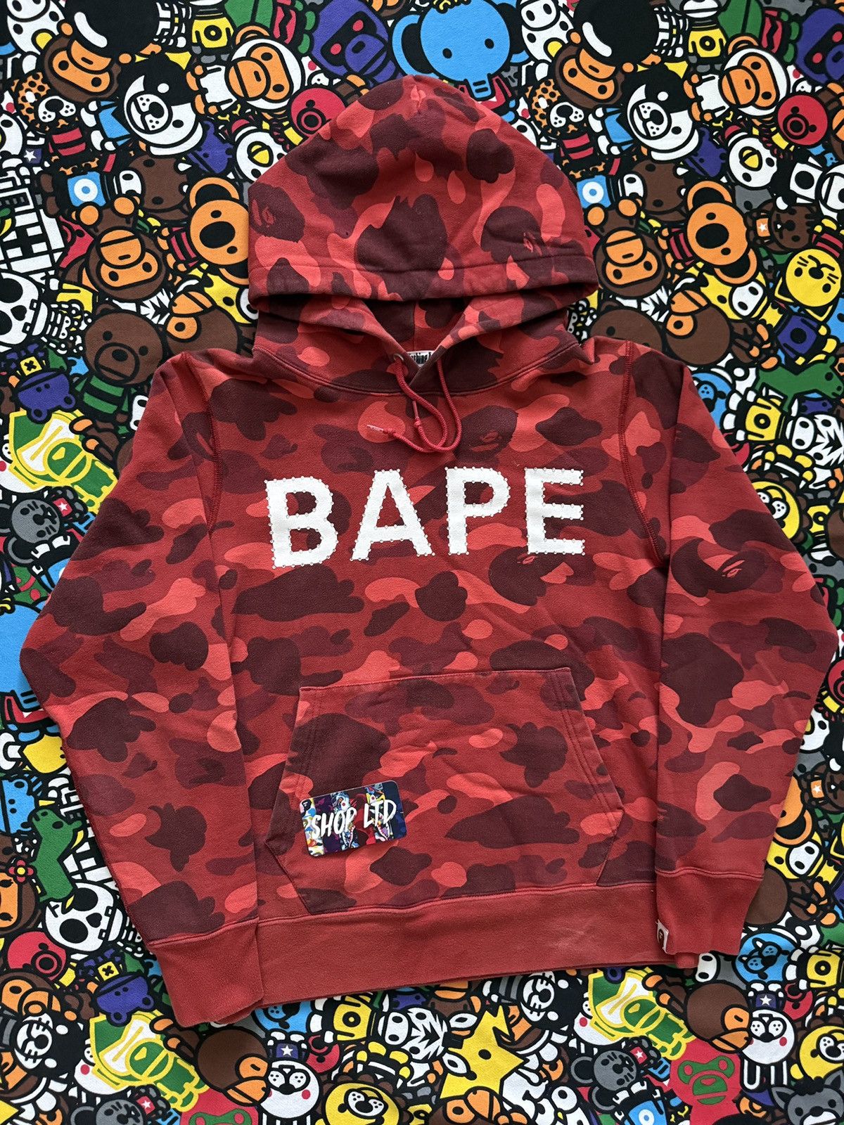 Bape A Bathing Ape Red Camo Swarovski Pullover Hoodie Size US S / EU 44-46 / 1 - 2 Thumbnail