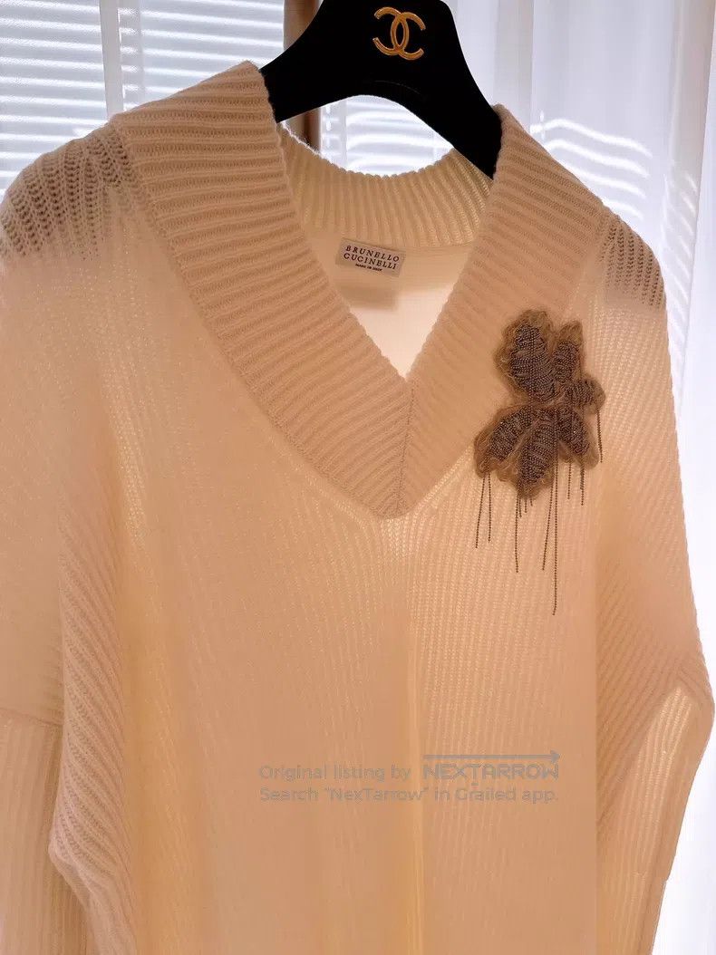 Brunello Cucinelli Brunello Cucinelli White Cashmere Knit Dress Size XXS / US 00 / IT 34 - 2 Thumbnail