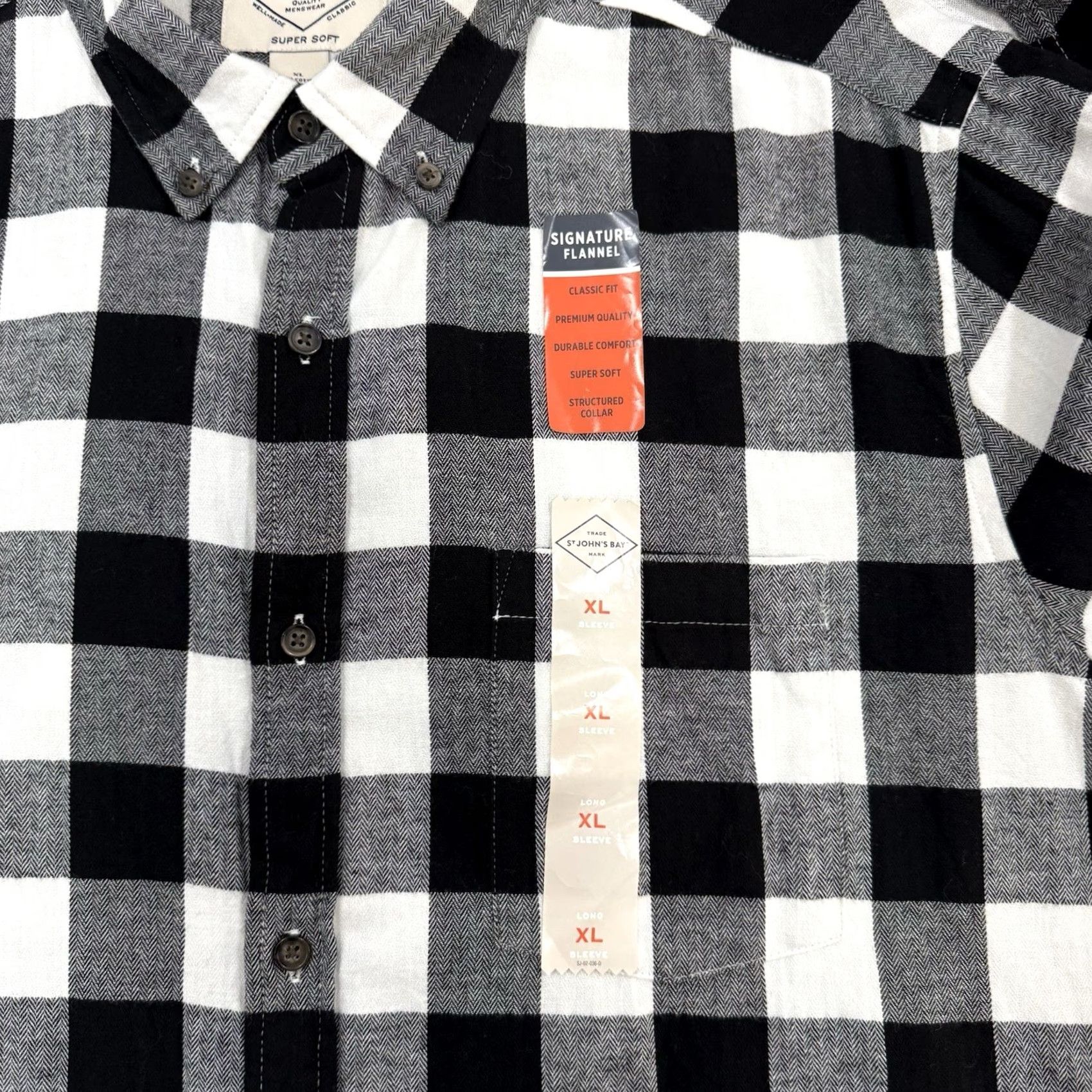 Vintage VINTAGE St. Johns Bay Flannel Shirt Mens XL Black/White Buffalo Plaid Super Soft Size US XL / EU 56 / 4 - 4 Thumbnail