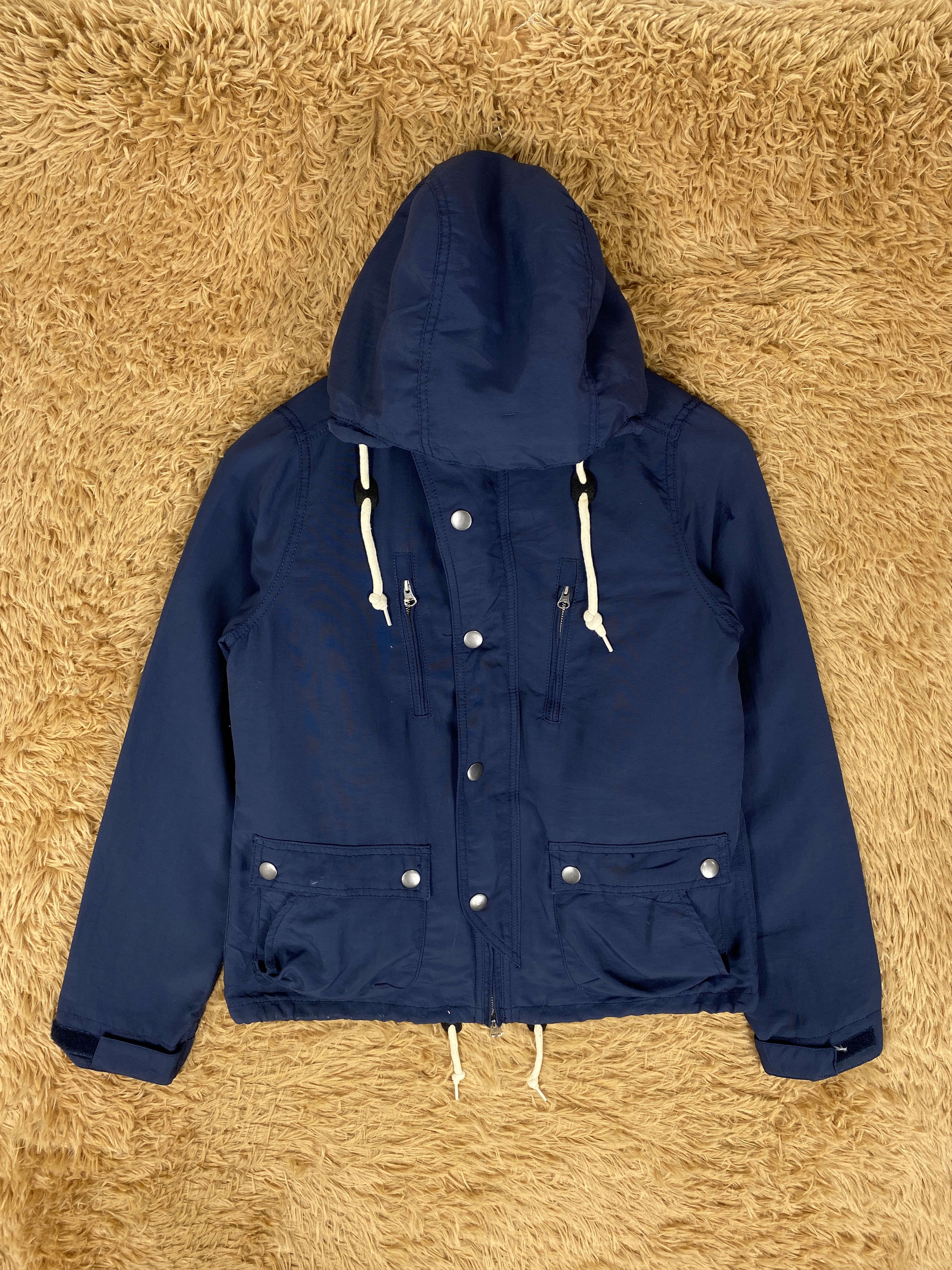 image of Vintage Ichi Hoodie Fleece Lining Jacket in Dark Blue, Men's (Size Small)