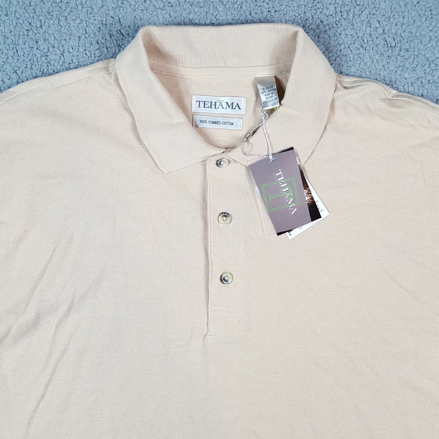 Vintage VINTAGE Tehama Beige Cotton Golf Polo Shirt XL Short Sleeve Collared Preppy 90s Mens Size US XL / EU 56 / 4 - 2 Thumbnail