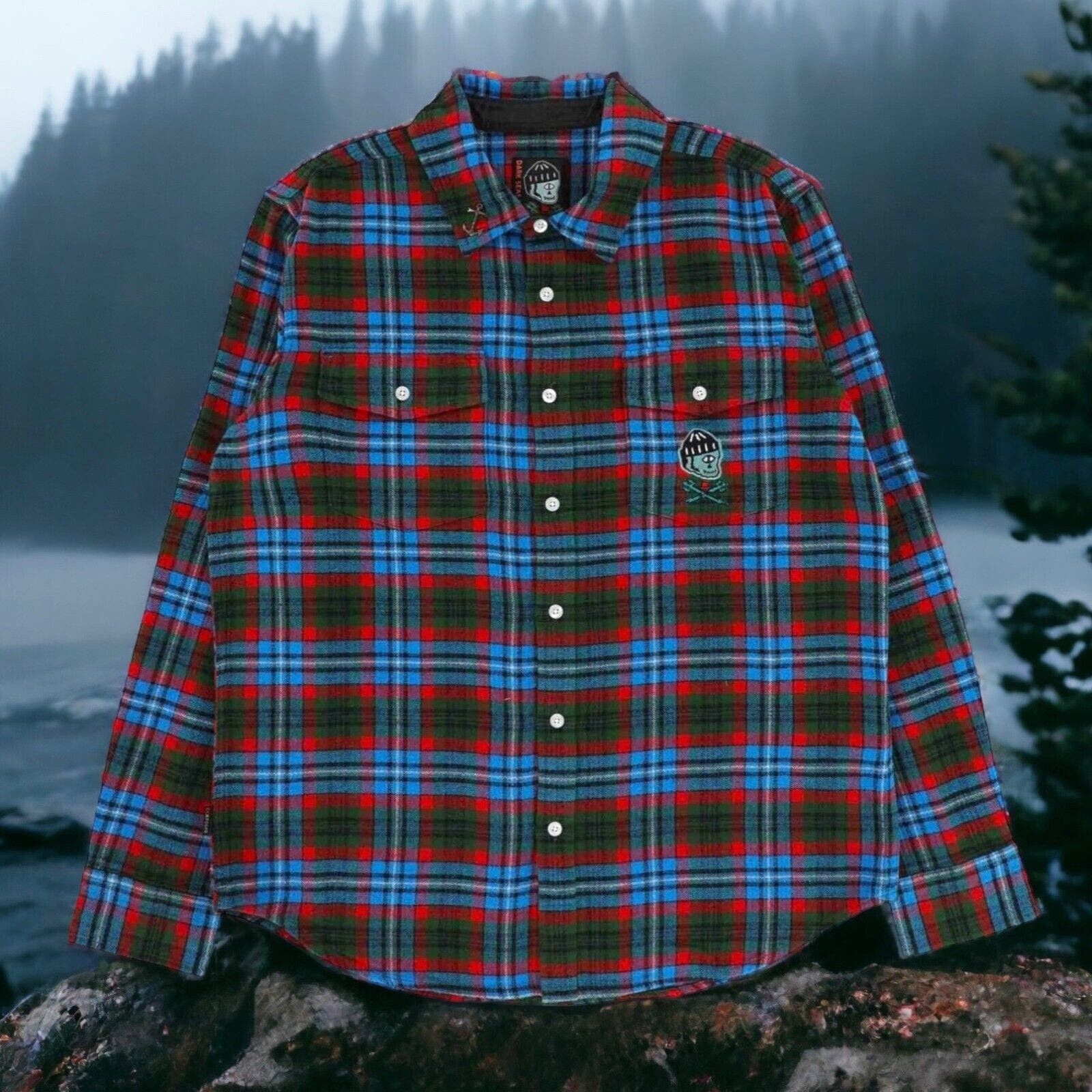 image of Dark Seas X Poler Northwest Explorer Plaid Flannel Shirt in Green, Men's (Size Small)