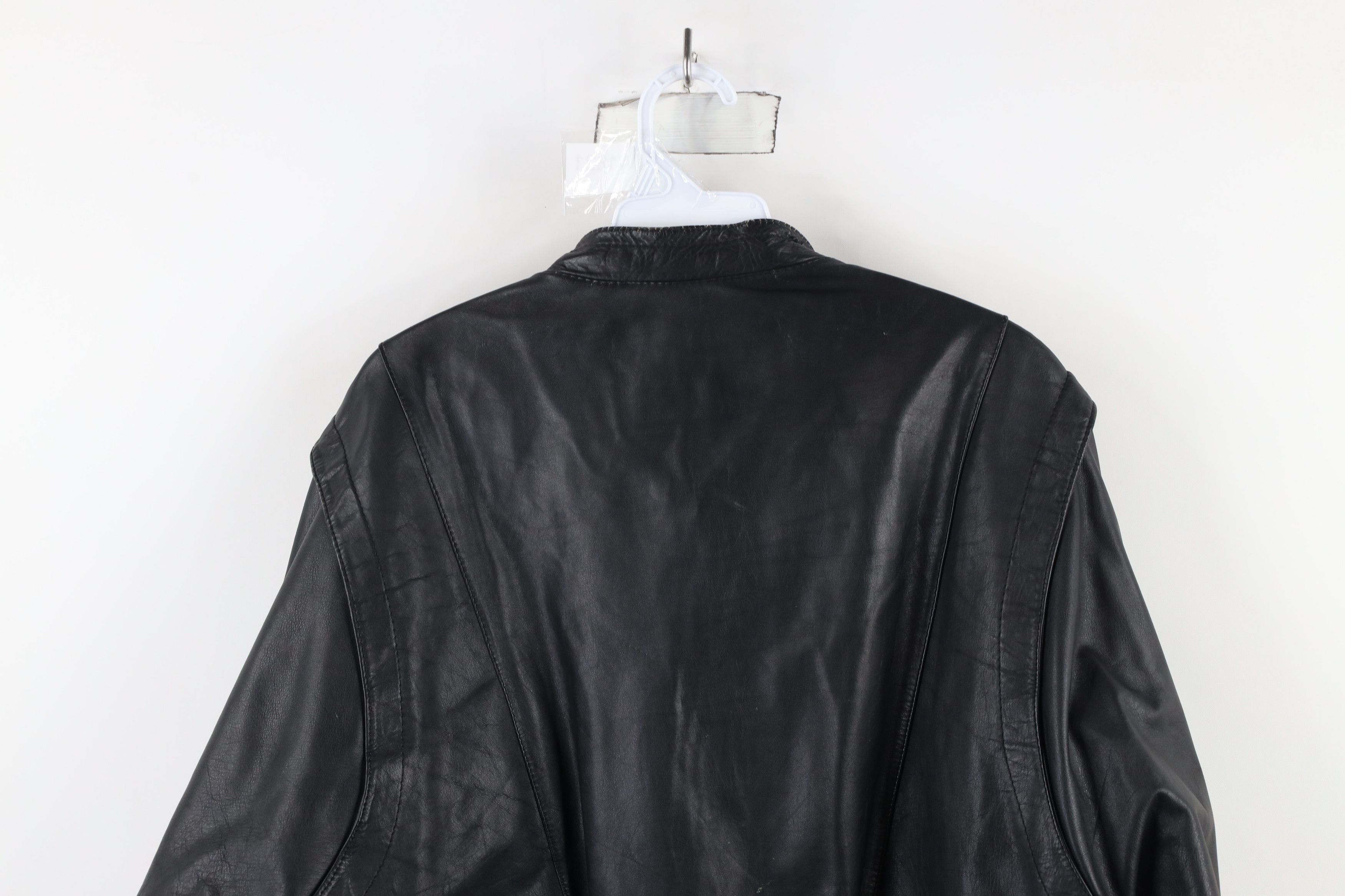 Vintage Vintage 70s Streetwear Leather Moto Bomber Jacket Black Size XL / US 12-14 / IT 48-50 - 14 Thumbnail