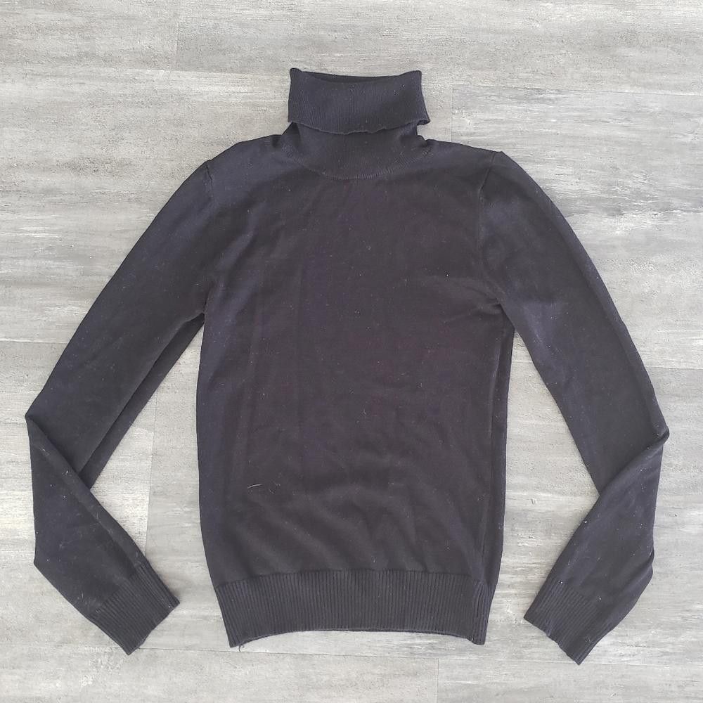 Designer Black Basic Bozzolo Turtleneck Sweater Size M / US 6-8 / IT 42-44 - 1 Thumbnail