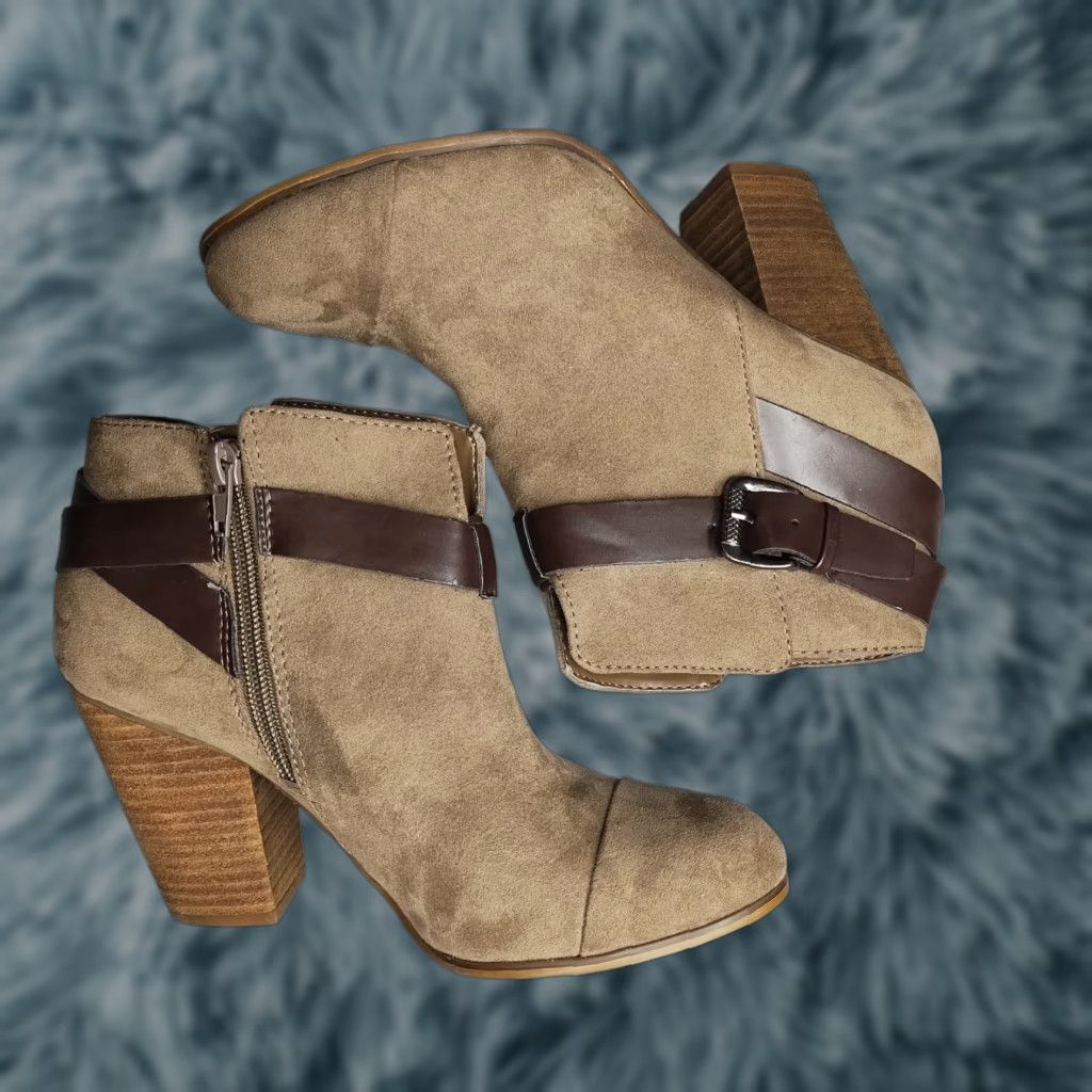 Vintage Carlos Santana Harvest Booties Womens Size 8M Brown Casual Block Heel Side Zip Boots Size US 8 / IT 38 - 1 Thumbnail