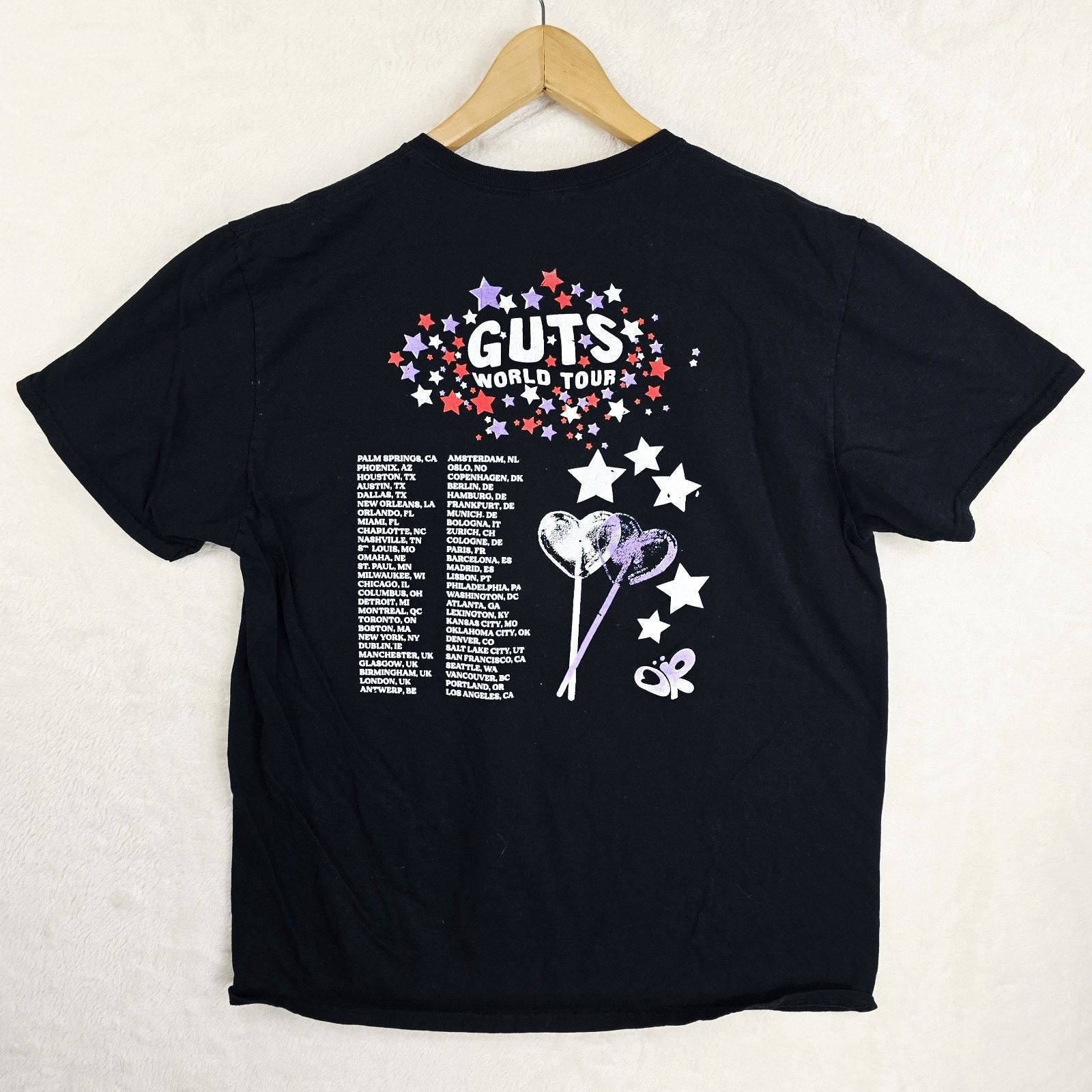 Fruit Of The Loom Olivia Rodrigo Guts World Tour Shirt Unisex XL Black Size US XL / EU 56 / 4 - 6 Thumbnail