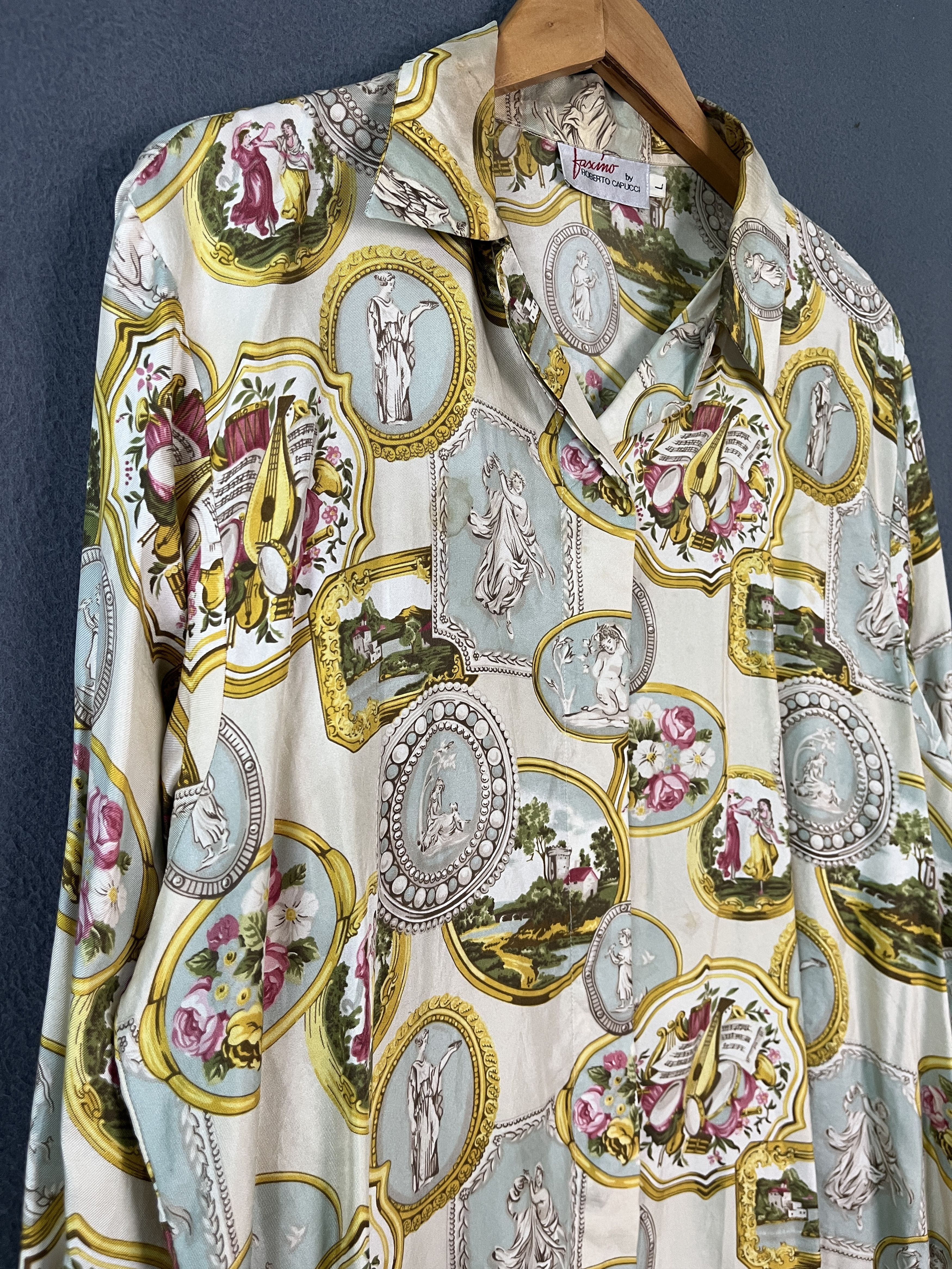 Vintage Roberto Capucci Made in Italy Silk AOP Shirt Size US L / EU 52-54 / 3 - 4 Thumbnail