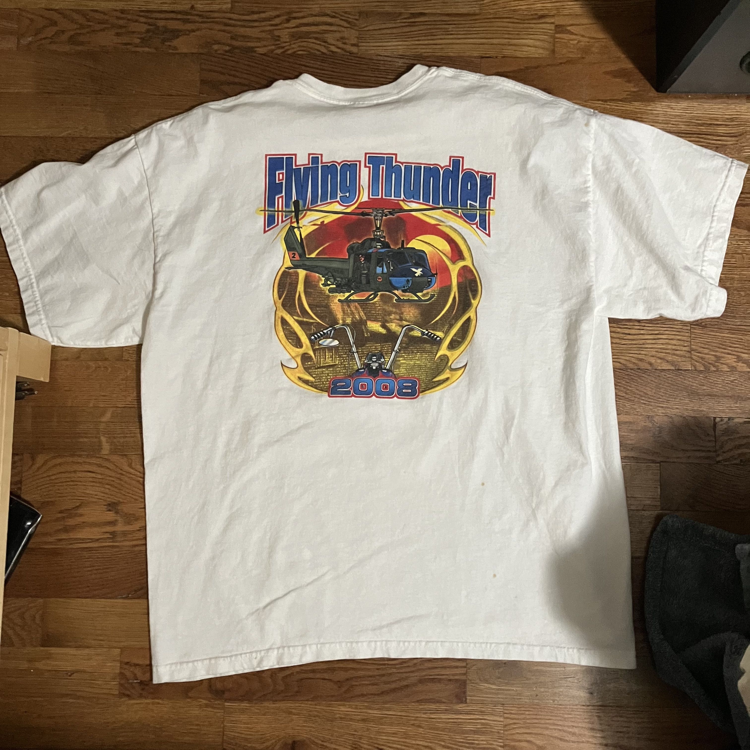 Gildan × Vintage Y2K Helicopter and Motorcycle Flying Thunder 2008 Tee Size US XL / EU 56 / 4 - 1 Thumbnail