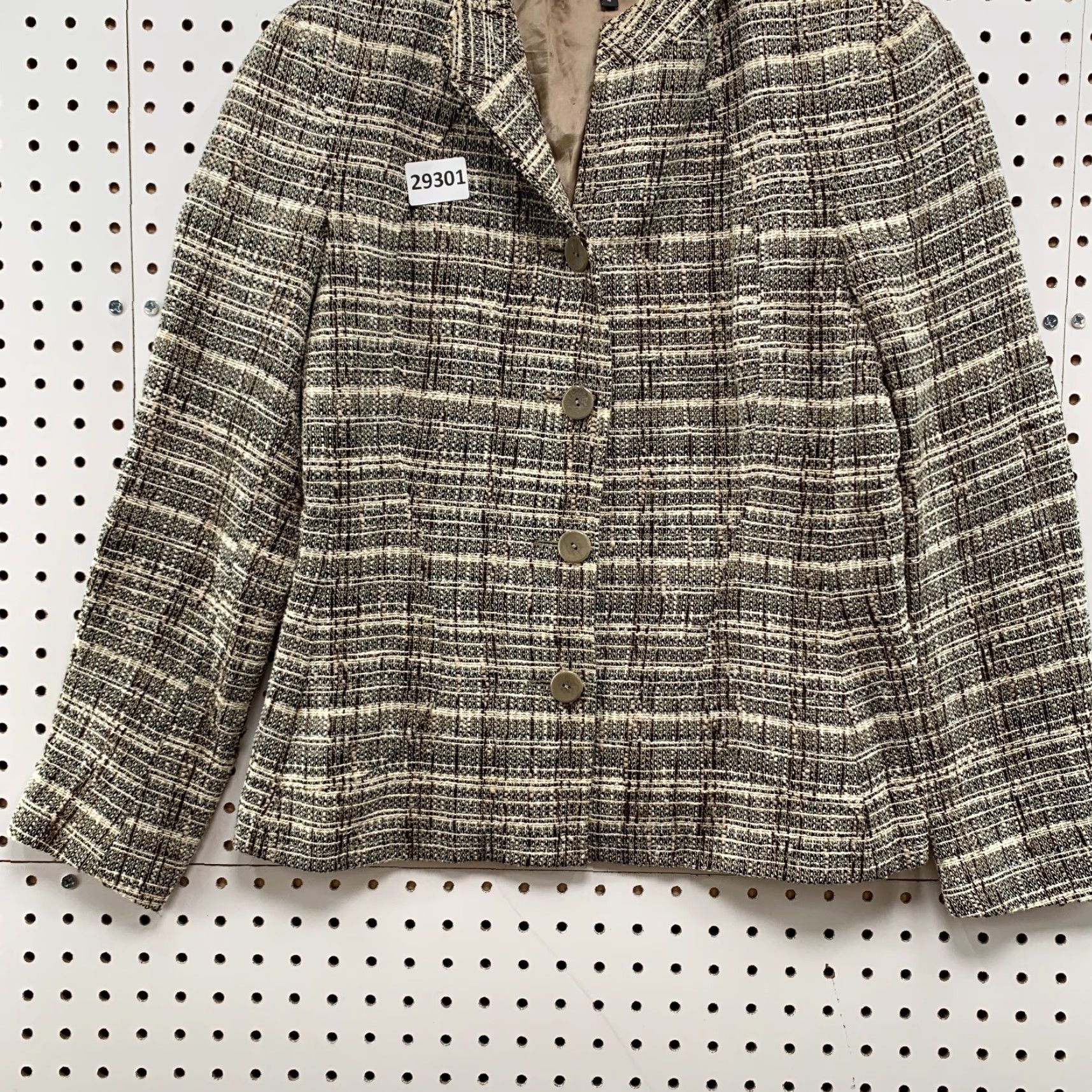 Zanella Zanella Blazer Womens Size 4 Brown Beige Linen Blend Tweed Plaid Italian 17x27 Size S / US 4 / IT 40 - 6 Thumbnail