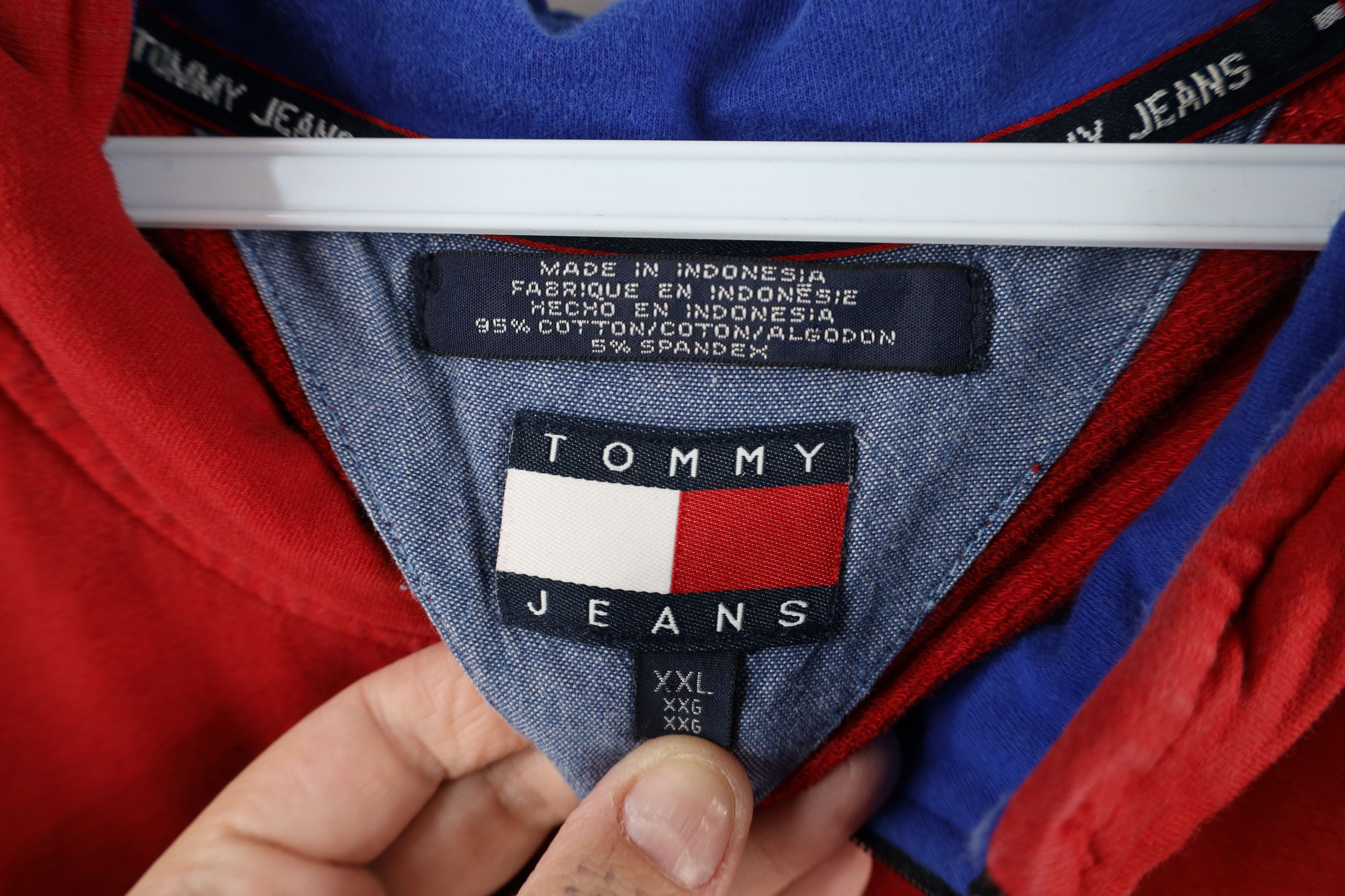 Tommy Hilfiger × Vintage Vintage 90s Tommy Hilfiger Out Big Logo Half Zip Sweater Size US XXL / EU 58 / 5 - 10 Thumbnail