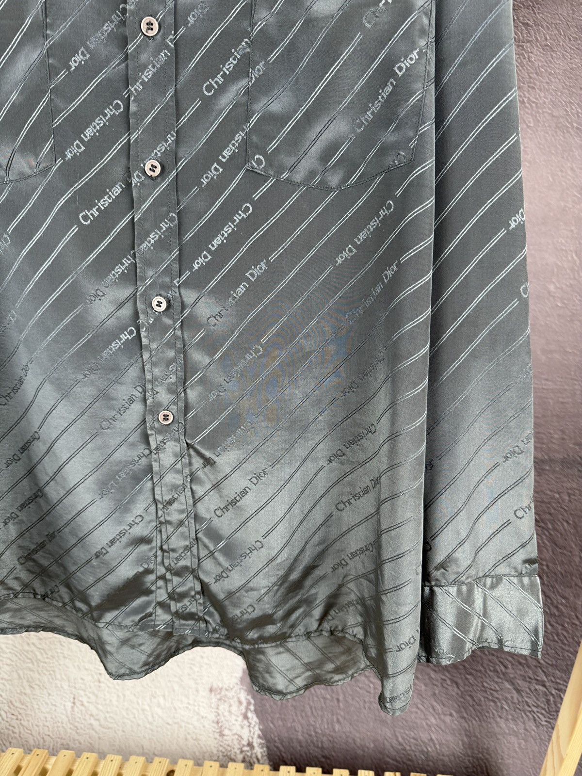 Vintage Vintage Monogram grey shimmer long sleeve shirt Size US XL / EU 56 / 4 - 5 Thumbnail