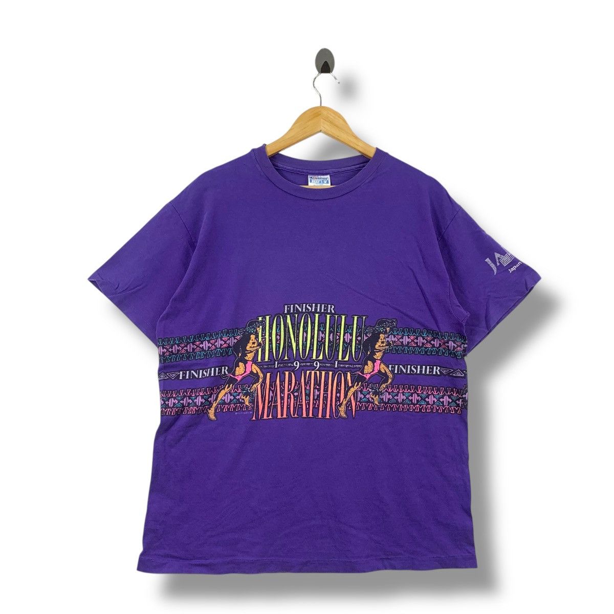 Vintage Vintage 90's HONOLULU MARATHON Faded Graphic Tee Shirt Size US L / EU 52-54 / 3 - 1 Thumbnail