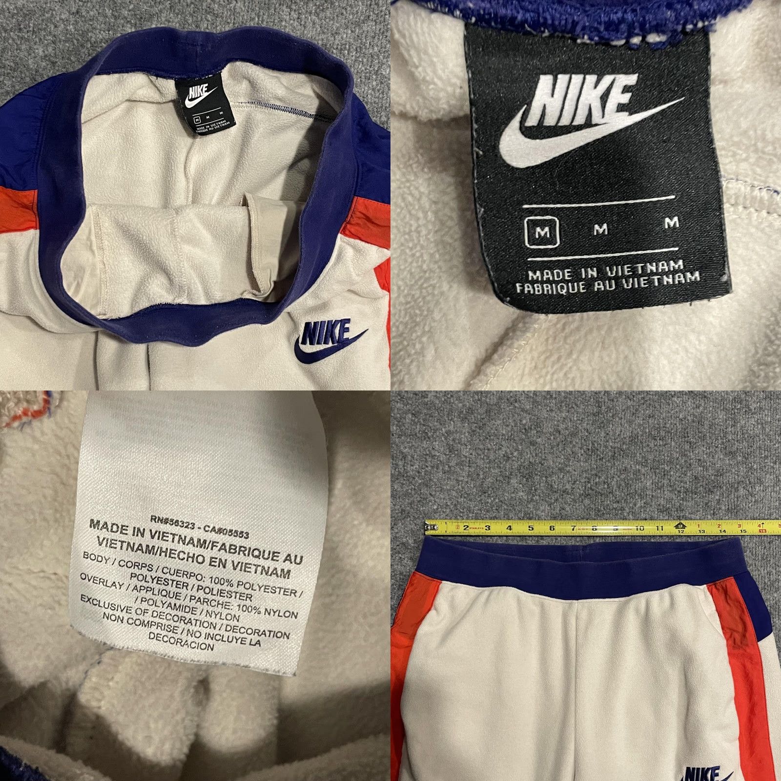 Nike Nike Polar Fleece Joggers Pants Womens M Beige Red Stripe Purple Cuffs Swoosh Size 32" / US 10 / IT 46 - 8 Thumbnail