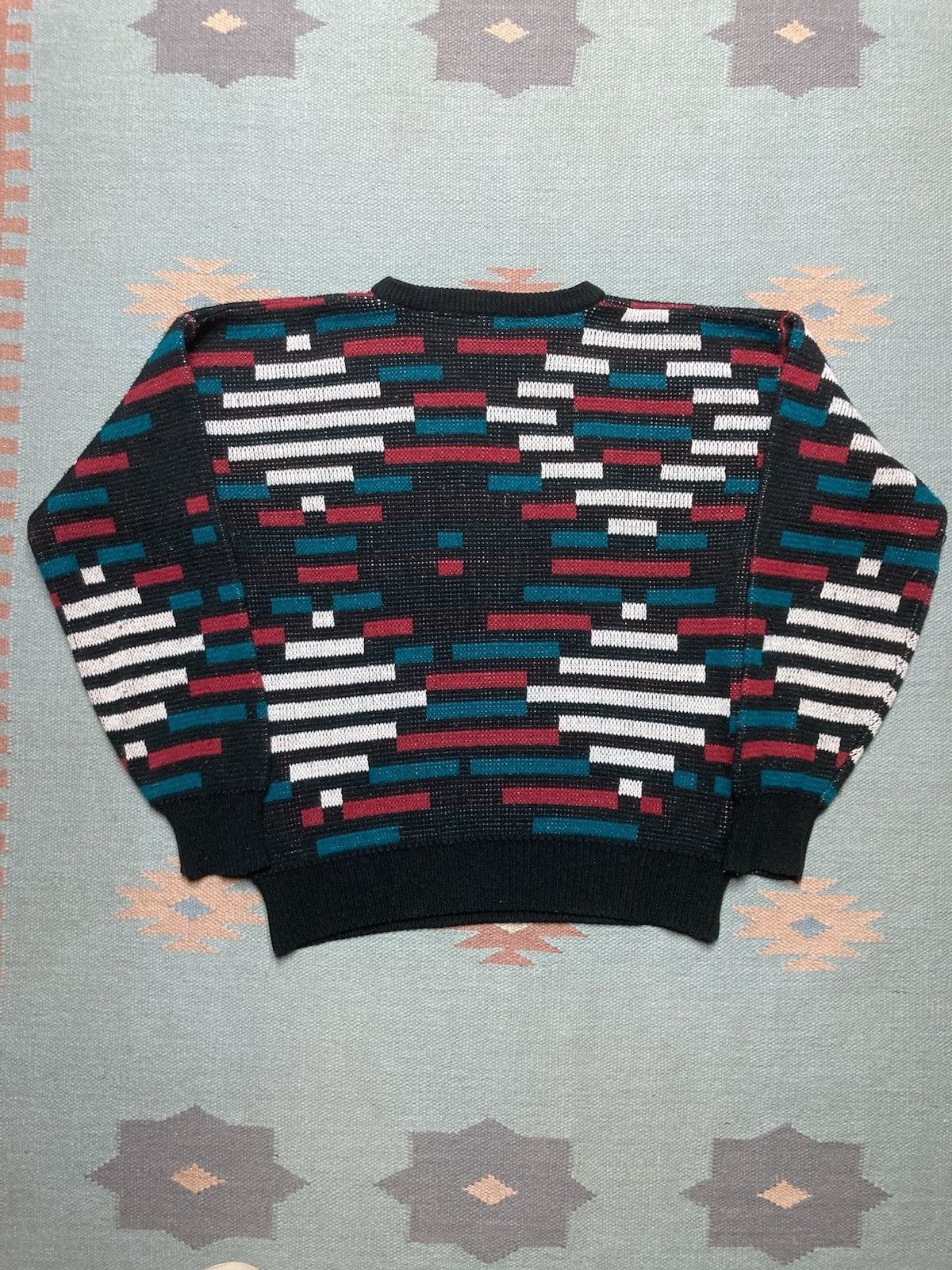 Vintage Vtg acrylic knit sweater geometric abstract pullover medium Size US M / EU 48-50 / 2 - 4 Thumbnail