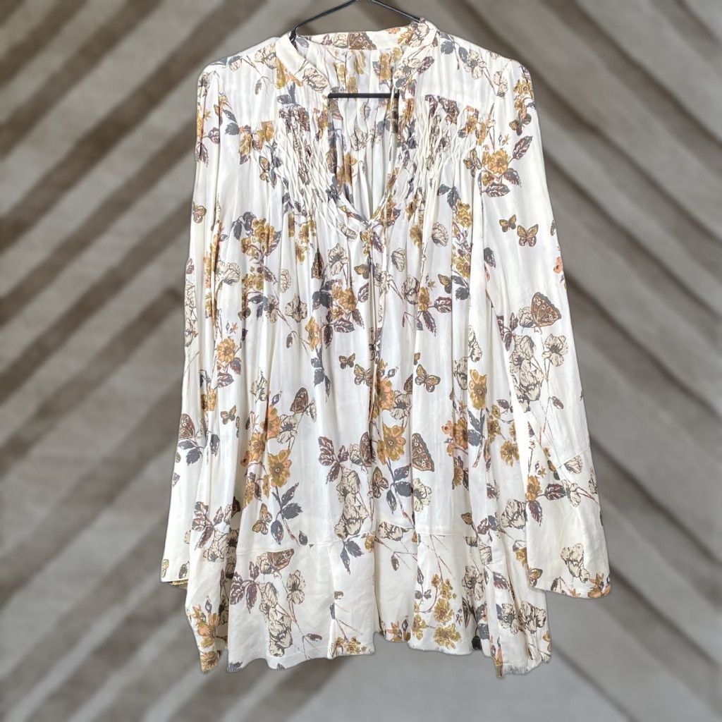 Free People Free People Womens Top Ivory Pebble Crepe So Fine Oversized Tunic Small Shirt Womens Size S / US 4 / IT 40 - 1 Thumbnail
