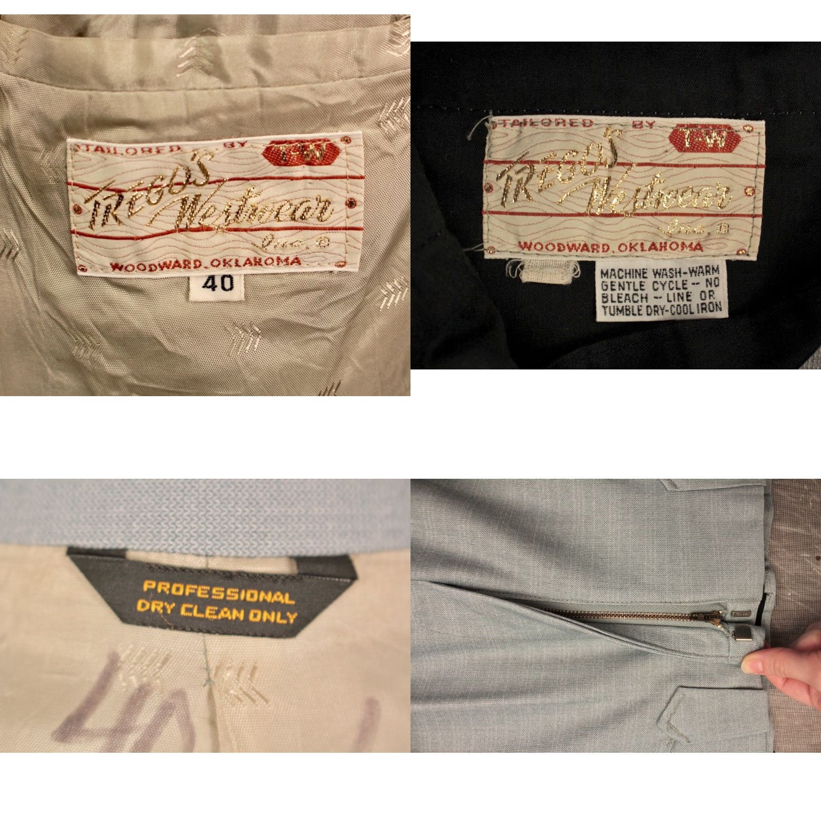 Vintage VINTAGE Men’s VTG 70s Tregos Grey 2 PC Western Leisure Suit Sz 40 1970s Disco Polyester Mens Size 40R - 8 Thumbnail