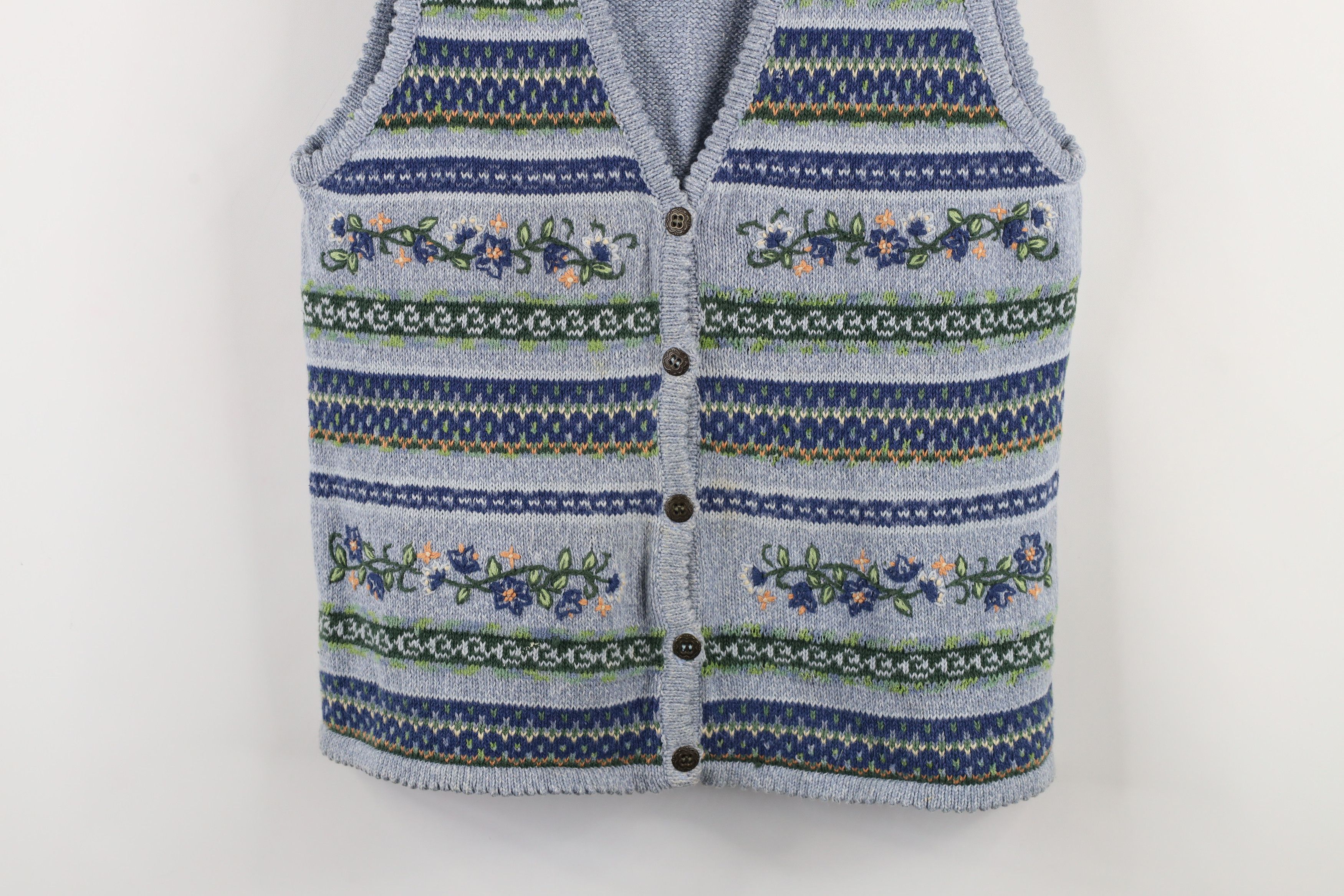 Vintage Vintage 90s Streetwear Embroidered Flower Sweater Vest Size S / US 4 / IT 40 - 3 Thumbnail