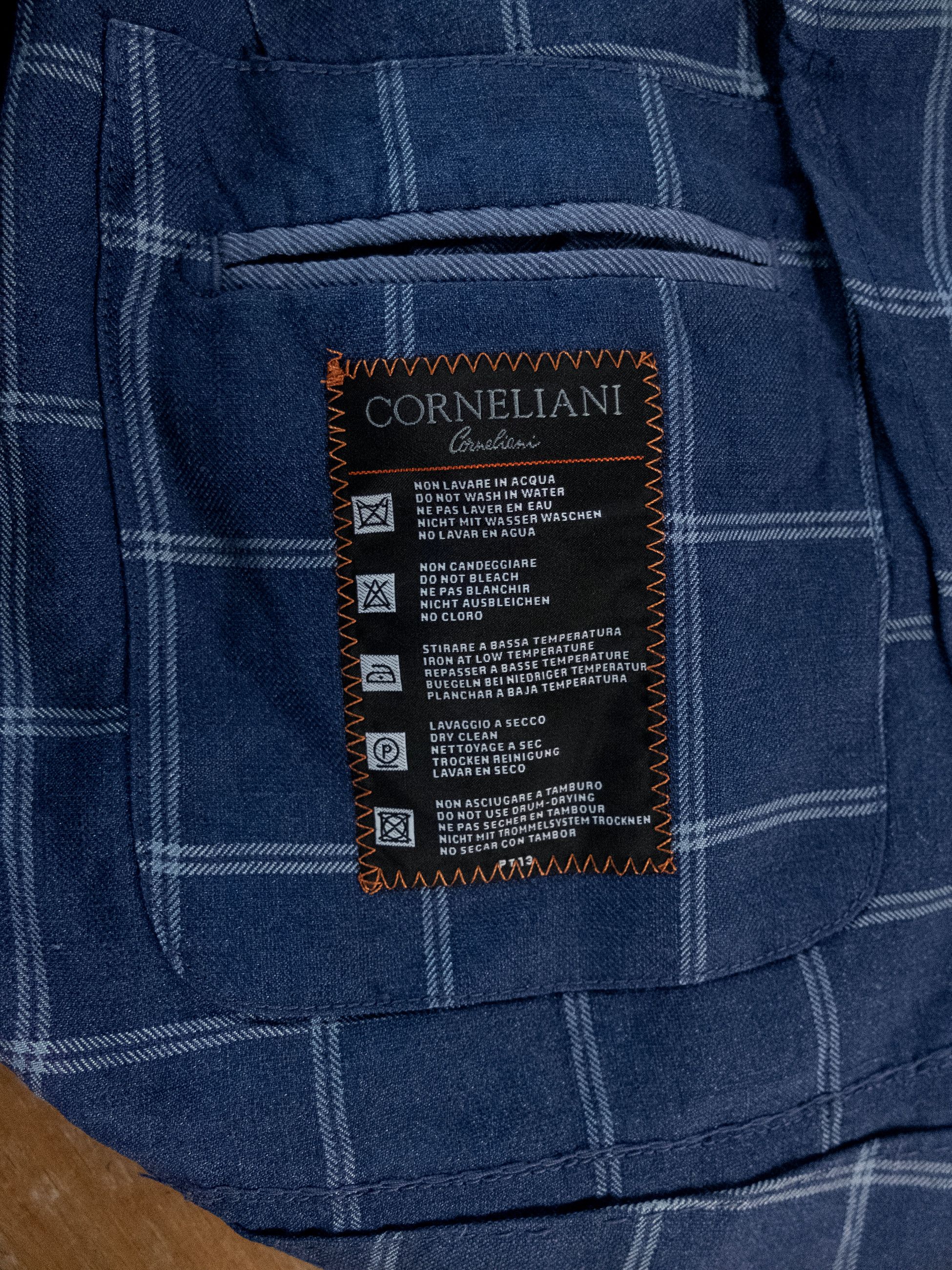 Corneliani CORNELIANI ID blue windowpane linen wool silk sportcoat Size 42R - 13 Thumbnail